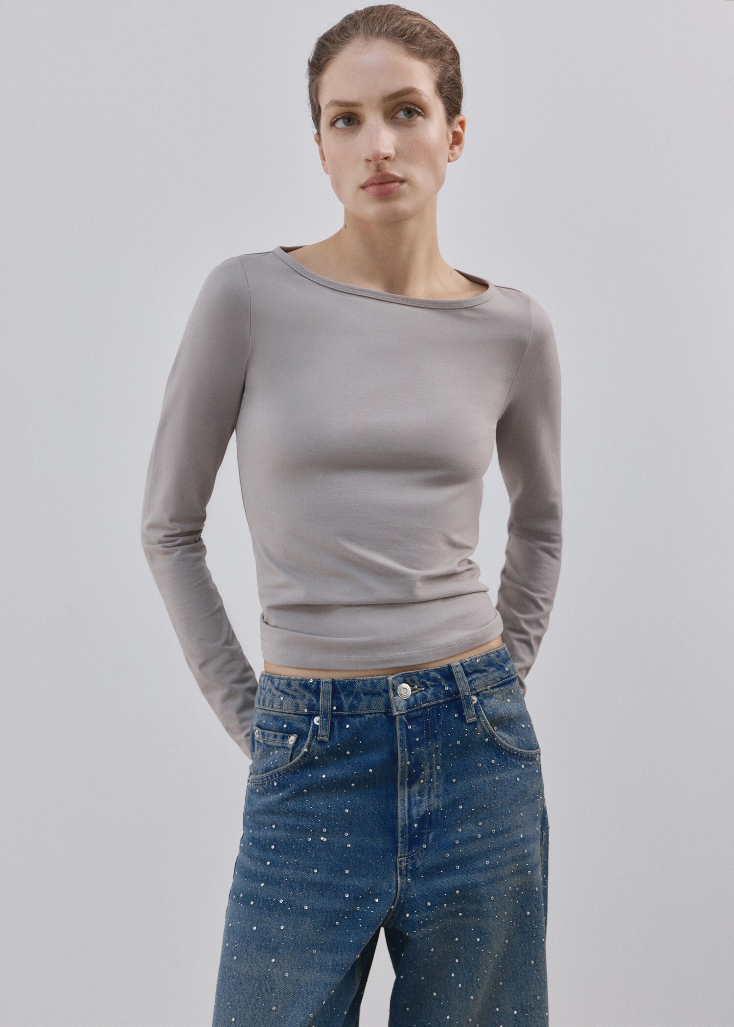 Wide leg jeans with rhinestones - Details of the article 1