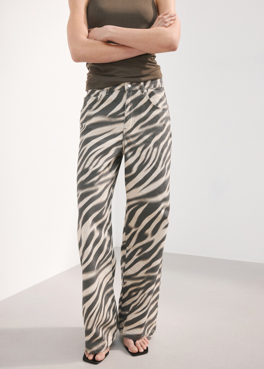 Zebra-print straight-fit jeans - image 4