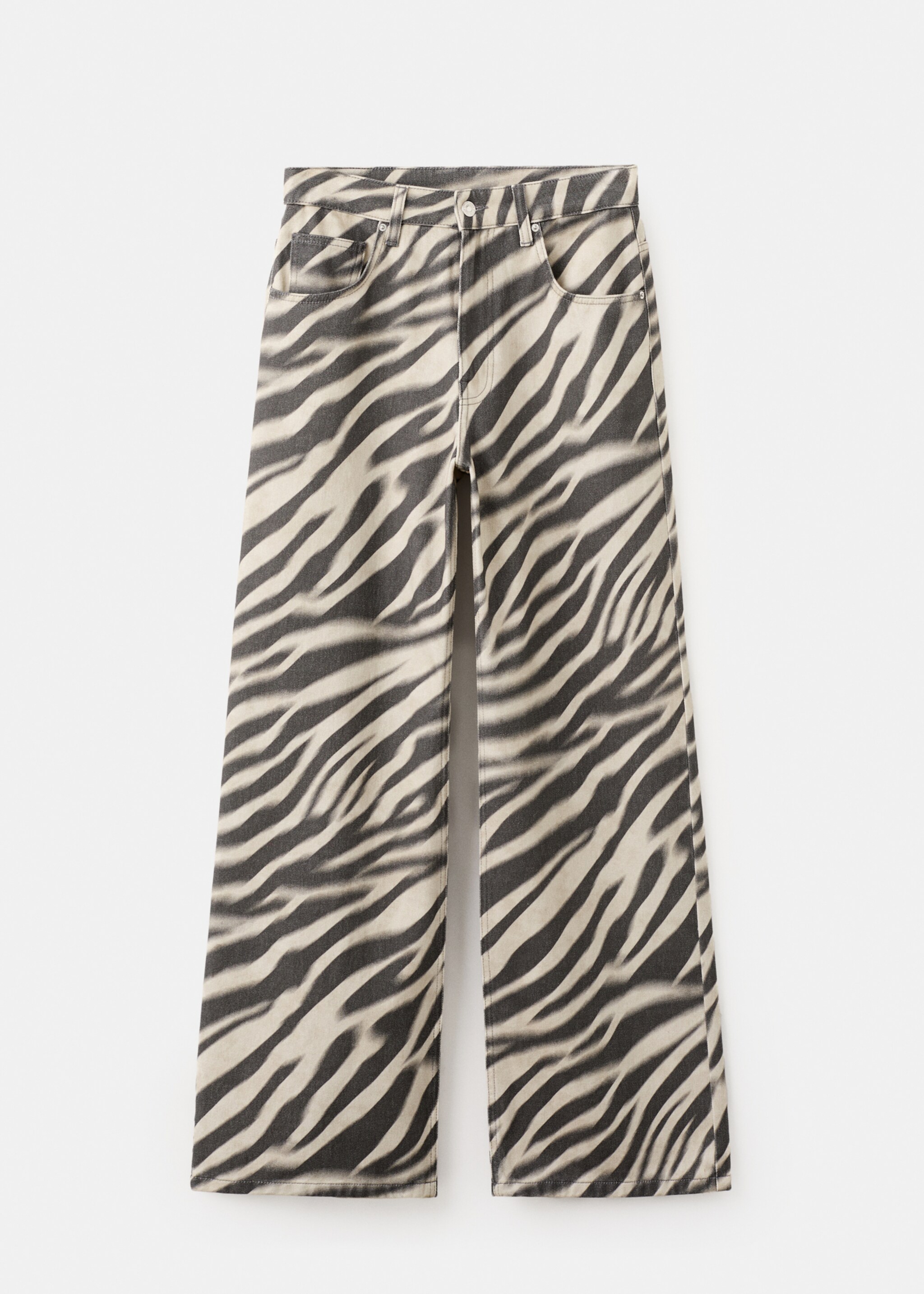 Zebra-print straight-fit jeans - Article without model, Off White. Ref: 27004109-00.
