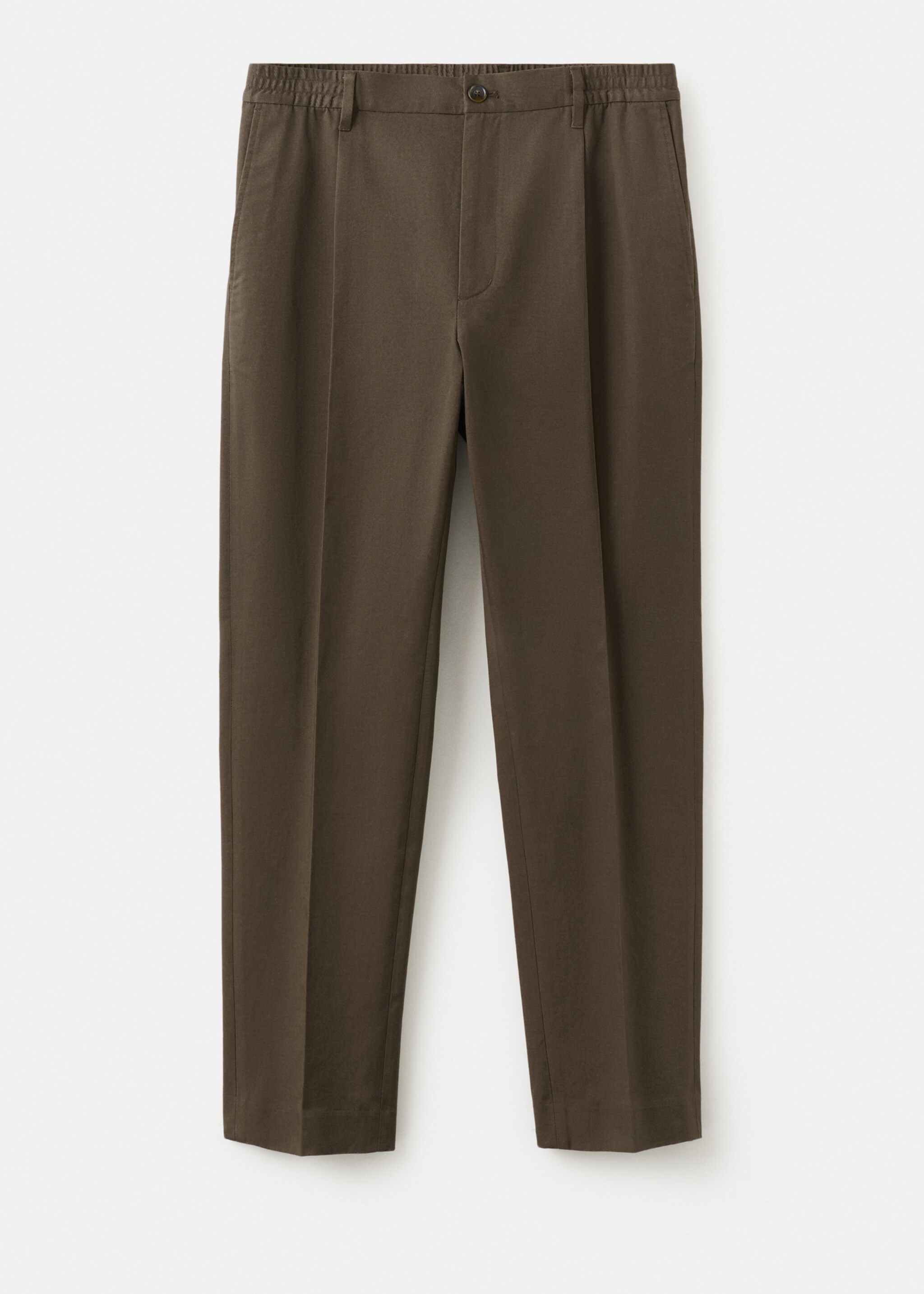 Pleated trousers with elastic waistband - Article without model, Brown. Ref: 27004413-00.