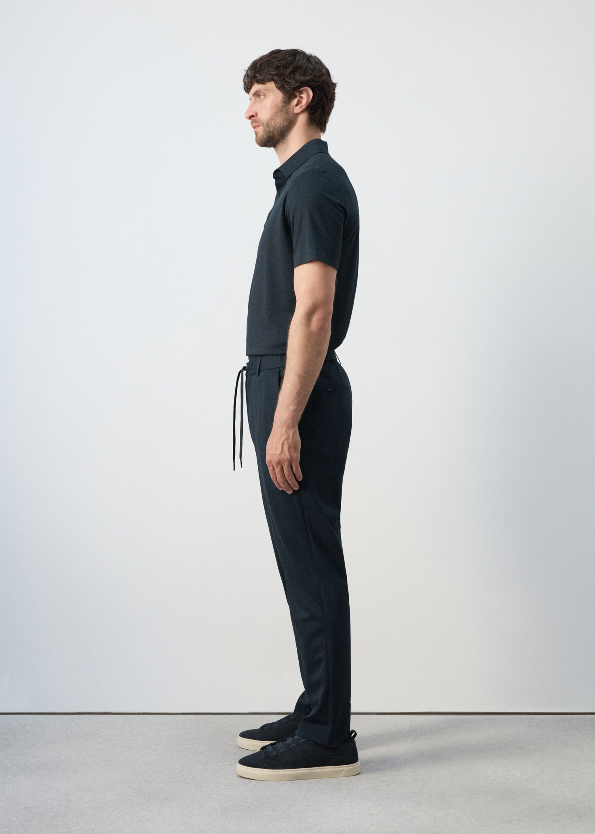 Comfort stretch chino trousers - Details of the article 2, Navy. Ref: 27004415-00.
