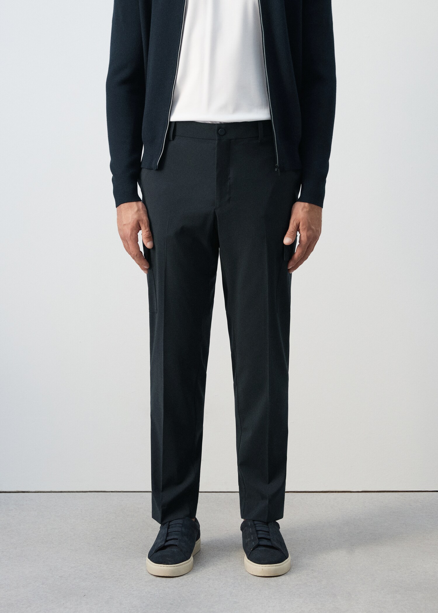 Slim fit comfort stretch cargo trousers - Medium plane