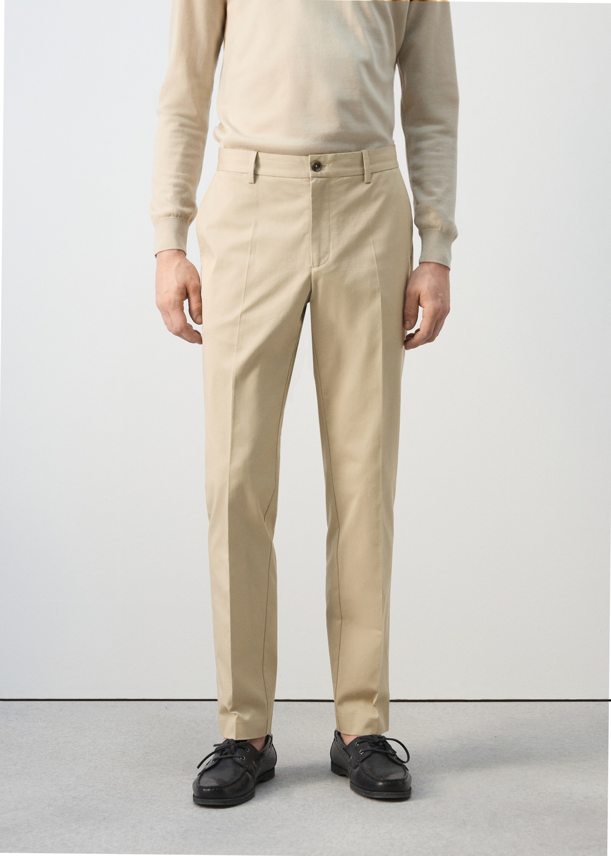 Dublino slim-fit chino trousers - Medium plane, Beige. Ref: 27004418-00.