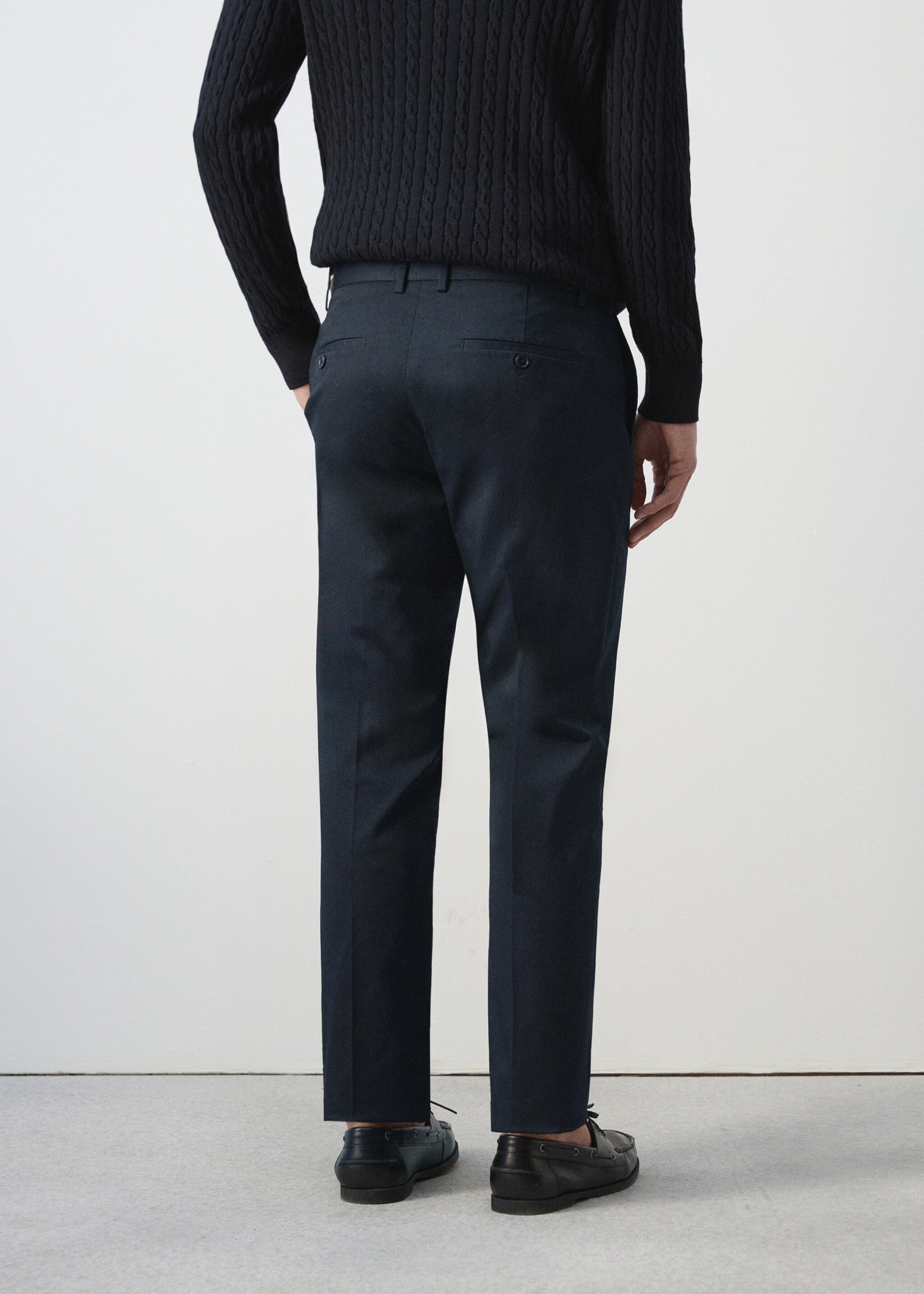 Dublino slim-fit chino trousers - Reverse of the article, Navy. Ref: 27004418-00.
