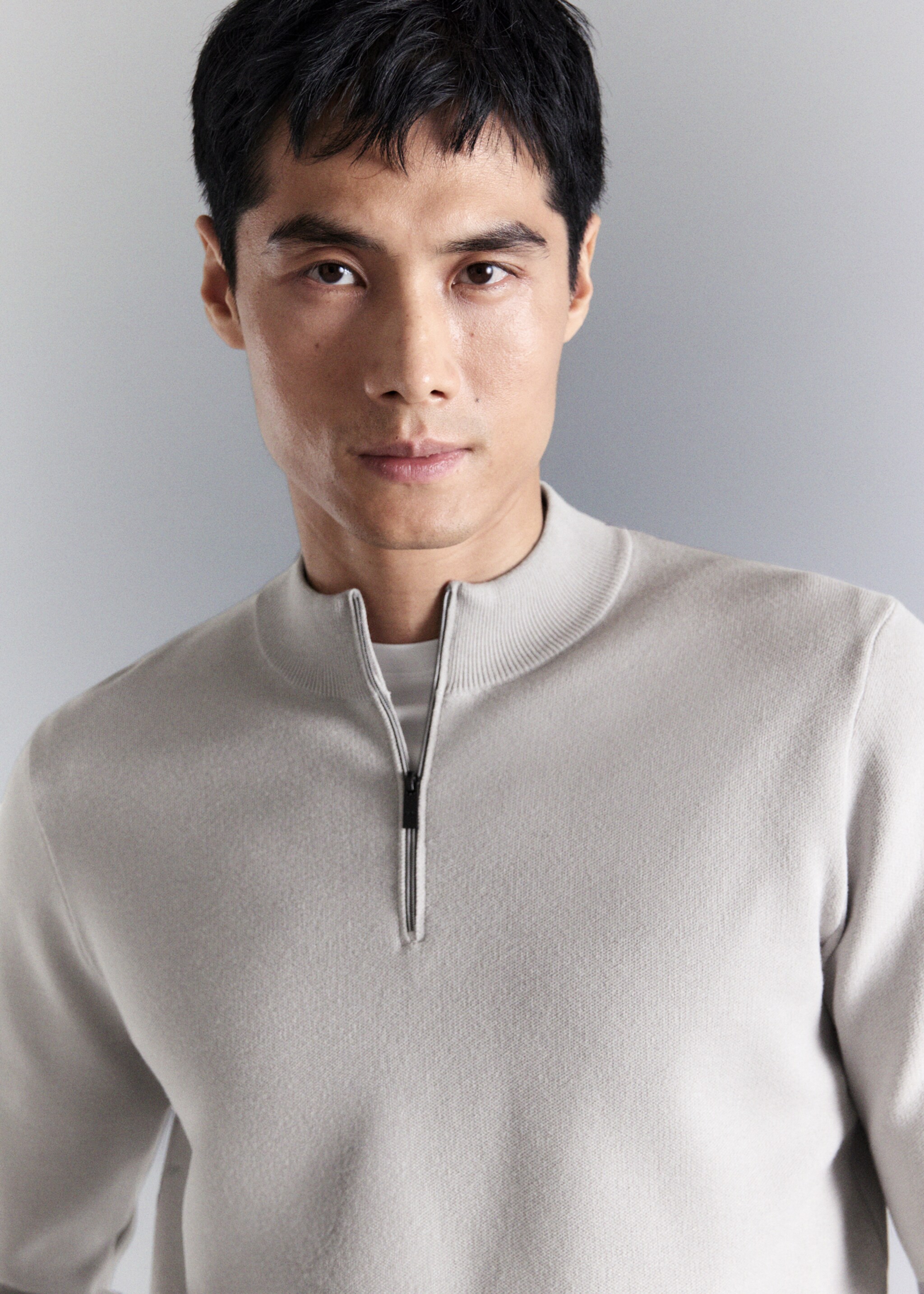 Comfort stretch zip jersey - Details of the article 1, Ice Grey. Ref: 27004430-00.