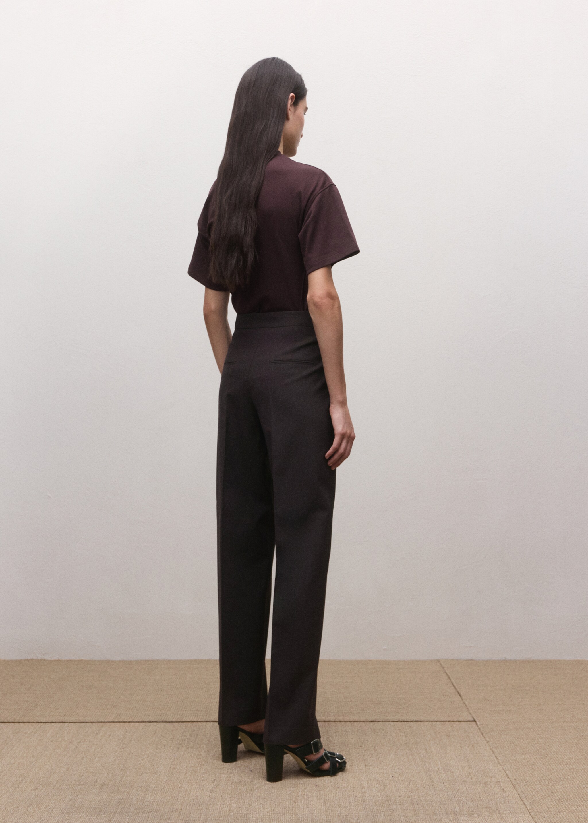 Pantalon de costume laine taille normale - Verso de l’article, Prune. Ref: 27004451-00.