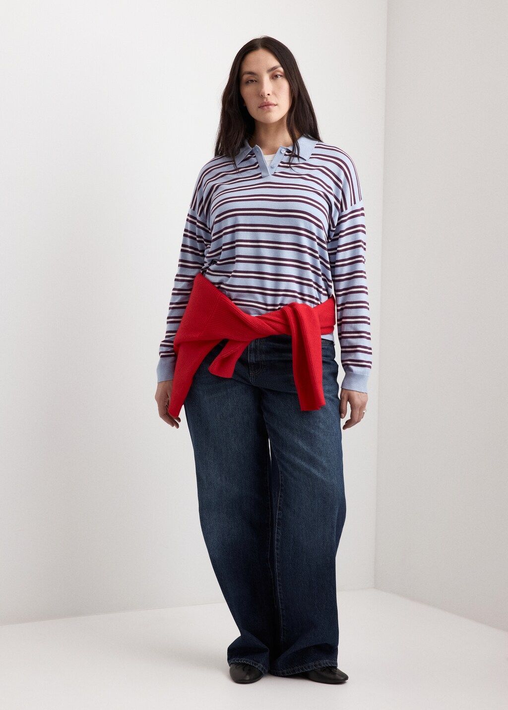Mango Striped polo-neck sweater