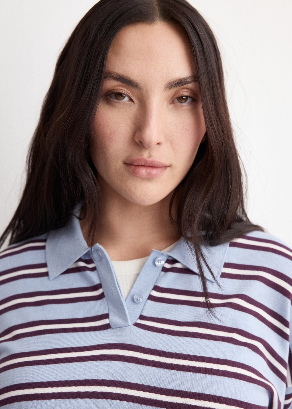 Mango Striped polo-neck sweater