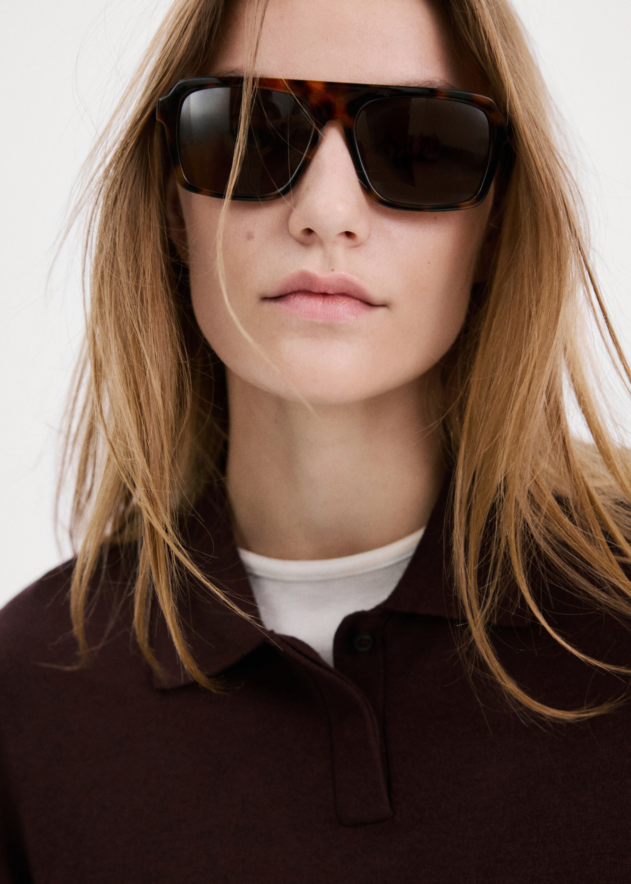 كنزة محبوكة بياقة بولو - تفاصيل المنتج 1, كستنائي. Ref: 27004780-00.