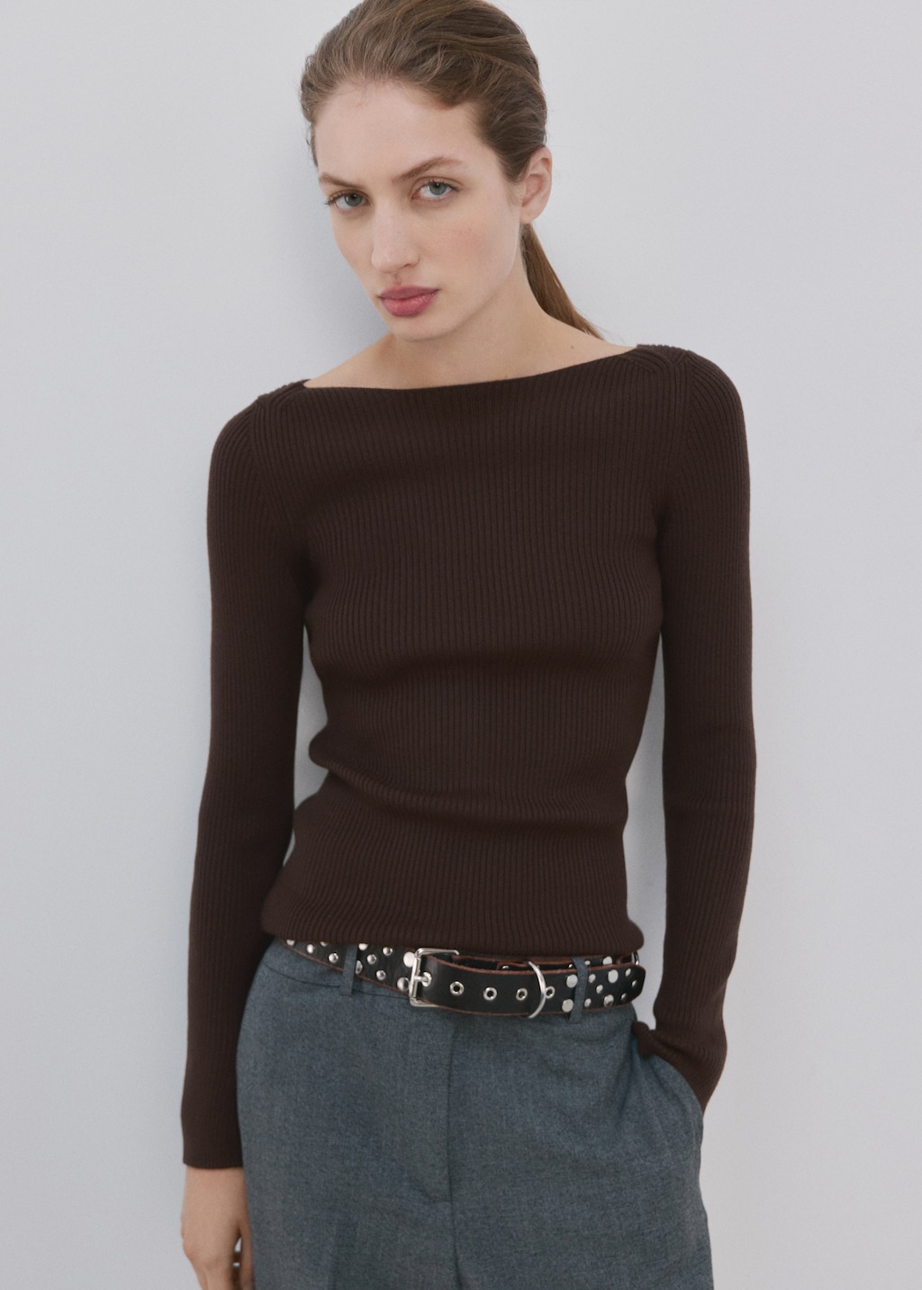Mango Boat-neck knitted sweater