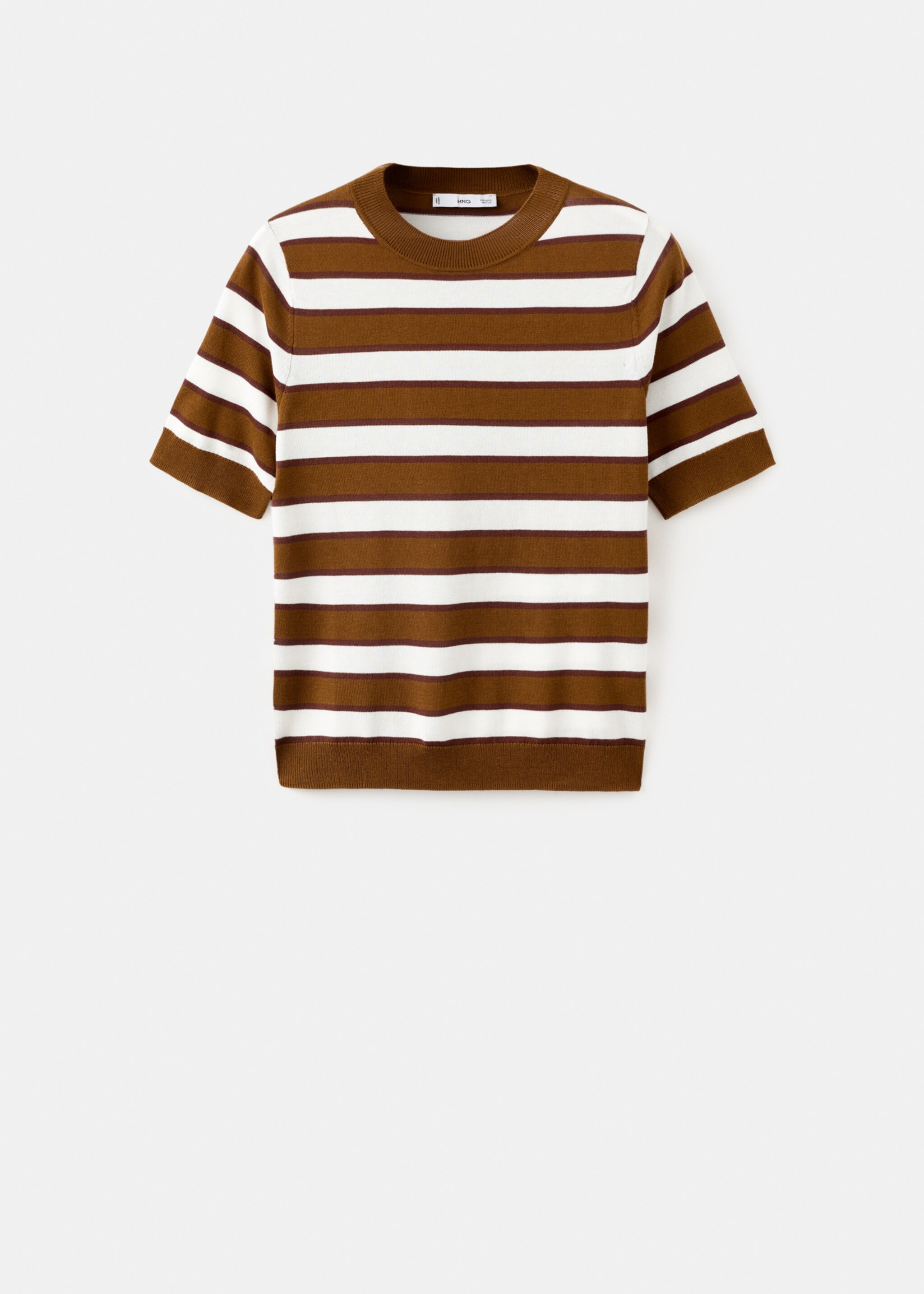 Short-sleeved knitted sweater - Article without model, Caramel. Ref: 27004784-00.