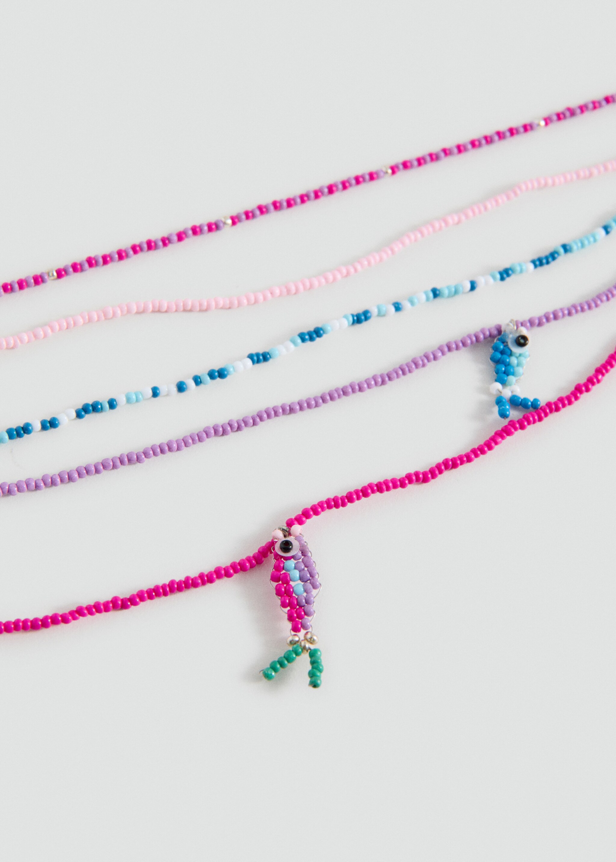 Collar múltiple abalorios - Plano medio, Fucsia. Ref: 27004790-00.