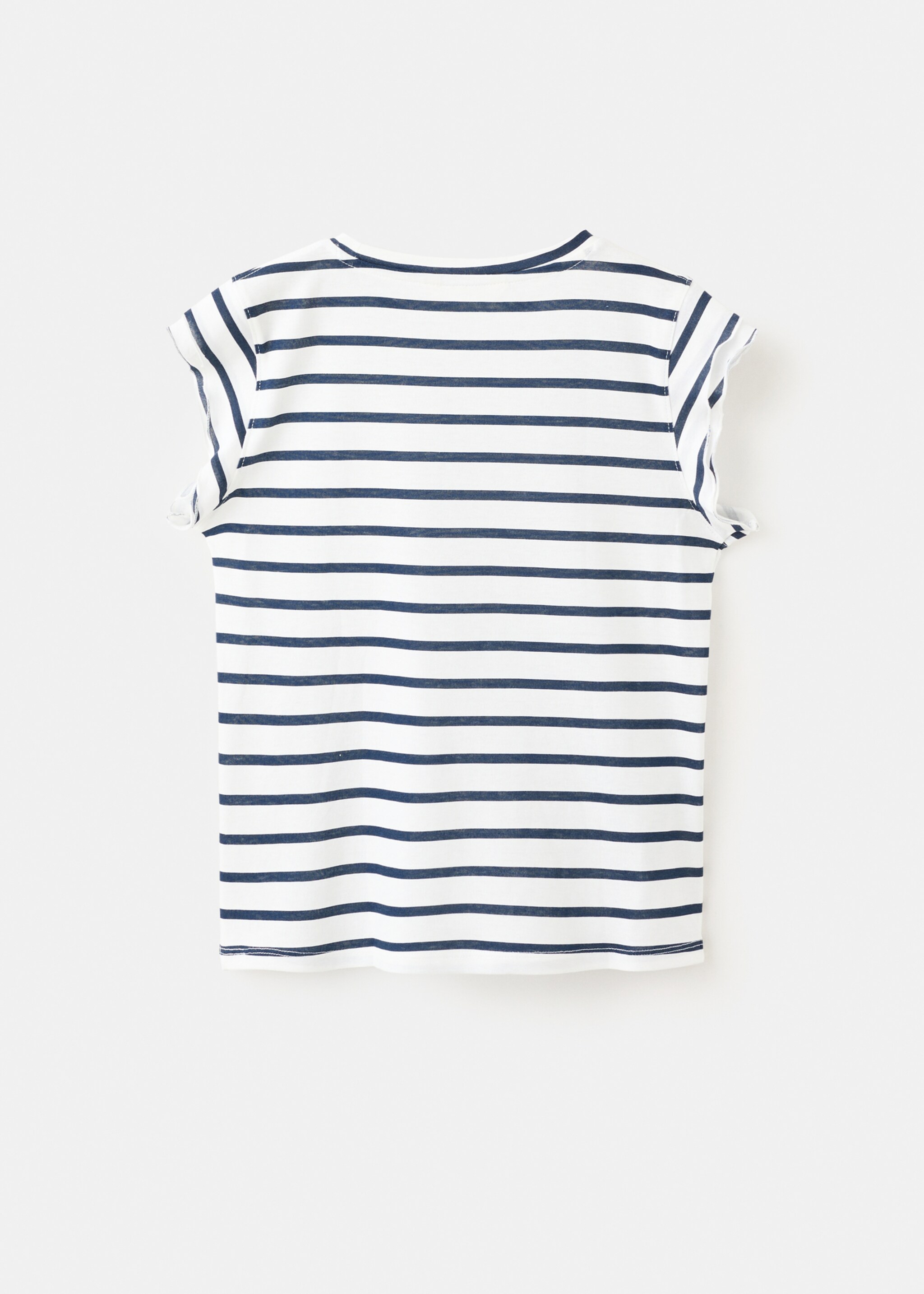 Ruffled striped t-shirt - Reverse of the article, Navy. Ref: 27005157-00.