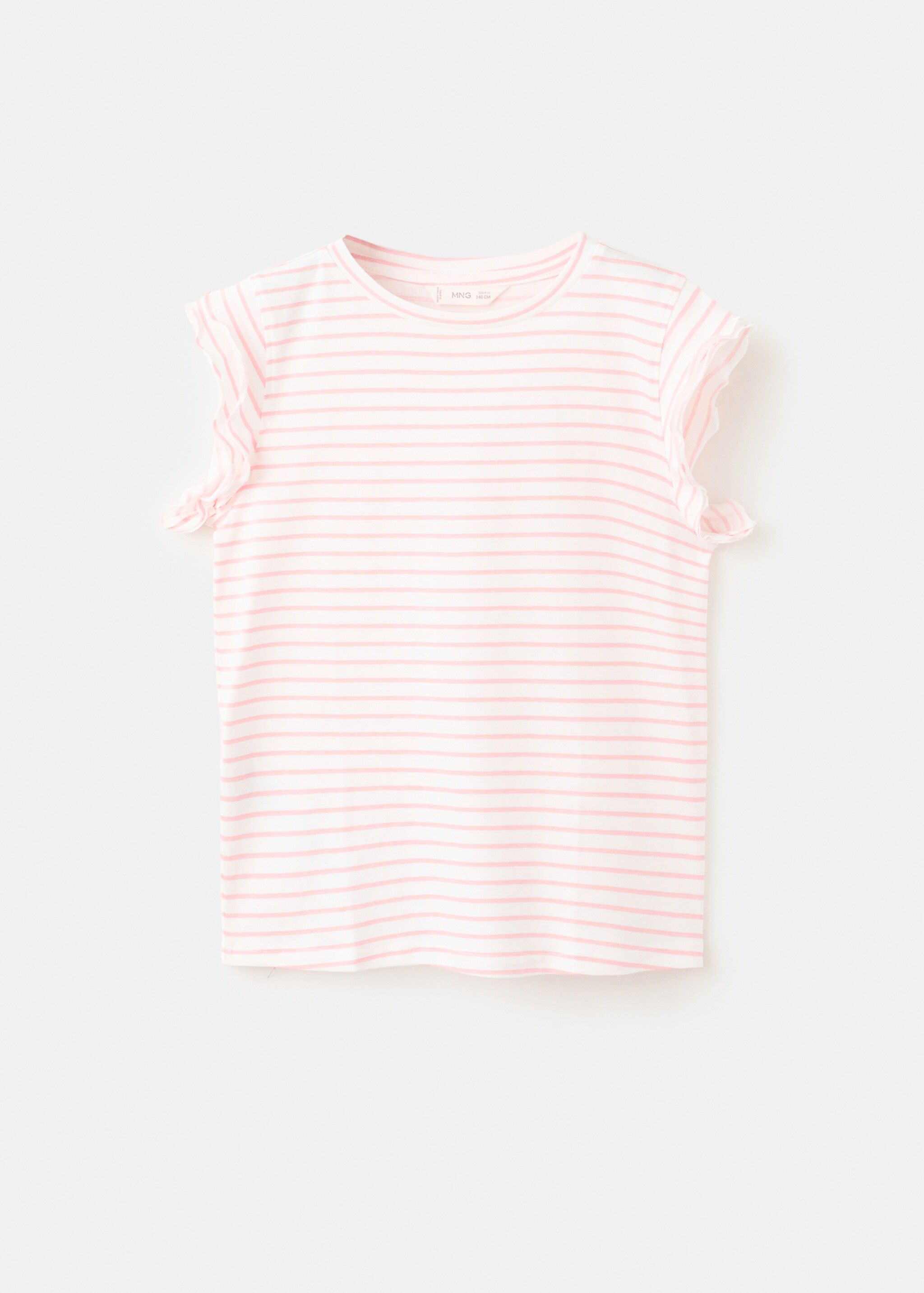 Striped short-sleeved t-shirt - Article without model, Pink. Ref: 27005157-00.