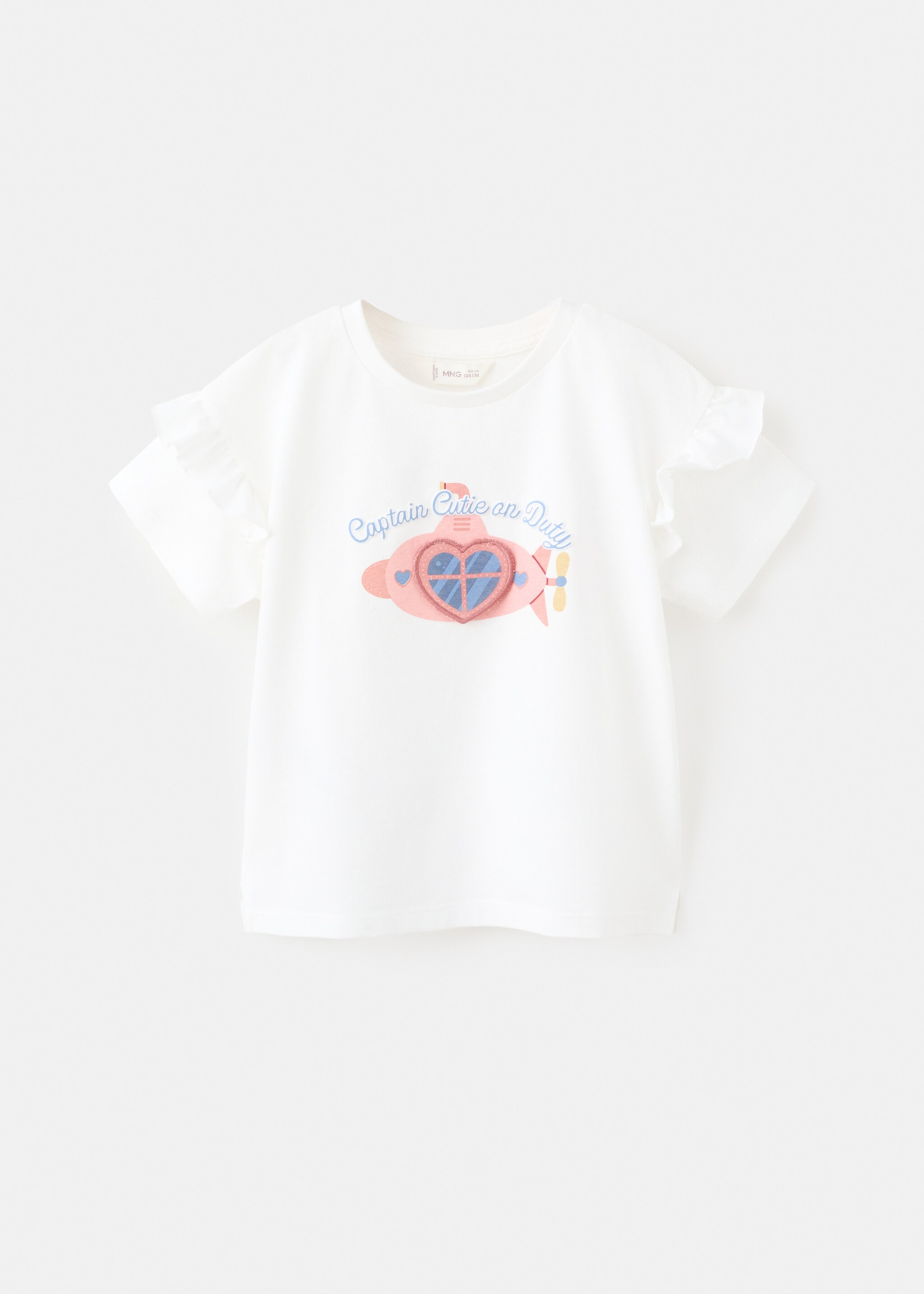 T-Shirt mit aufgedruckter Zeichnung - Artikel ohne Model, Cremeweiß. Ref: 27005158-00.