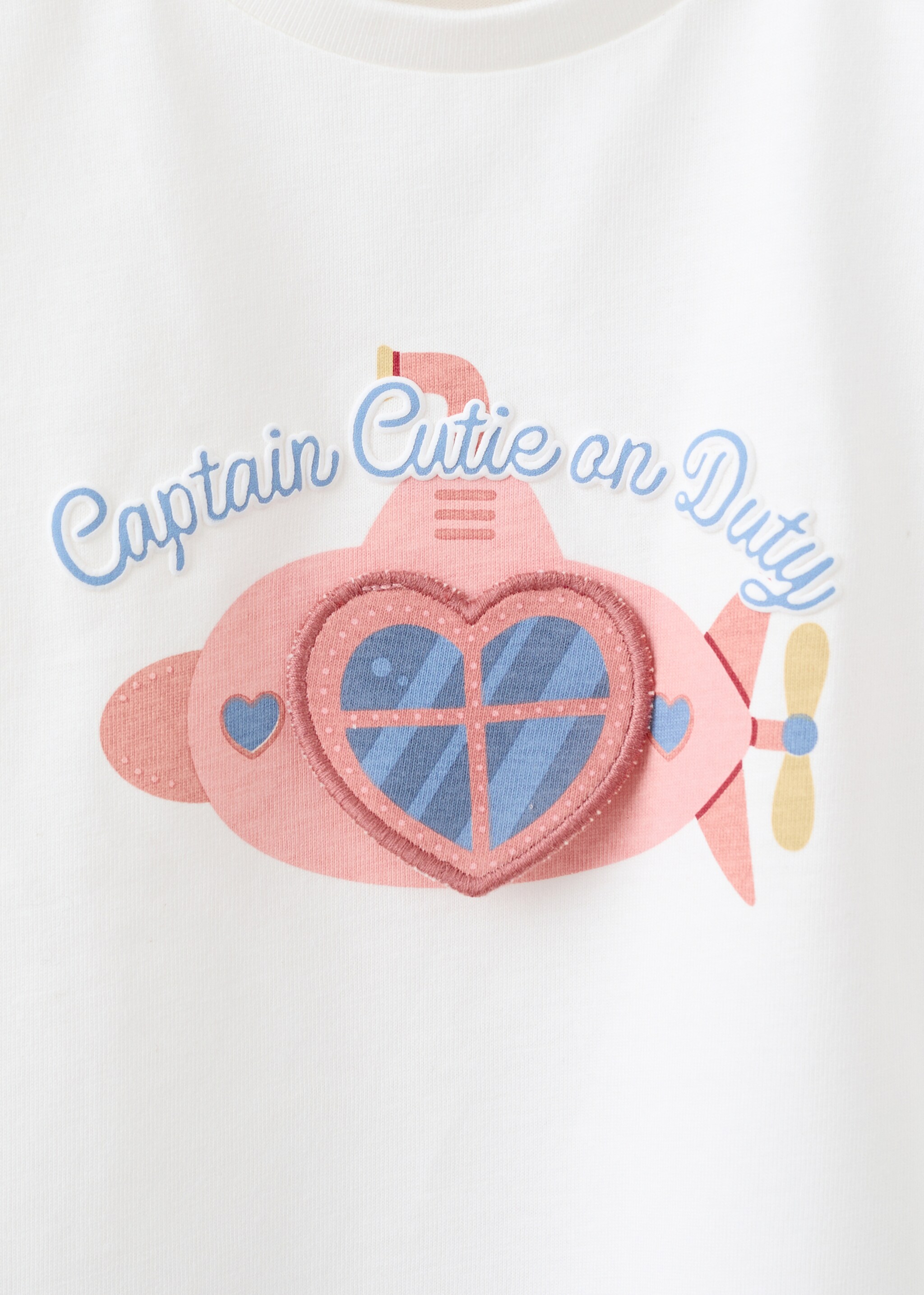 T-Shirt mit aufgedruckter Zeichnung - Detail des Artikels 0, Cremeweiß. Ref: 27005158-00.