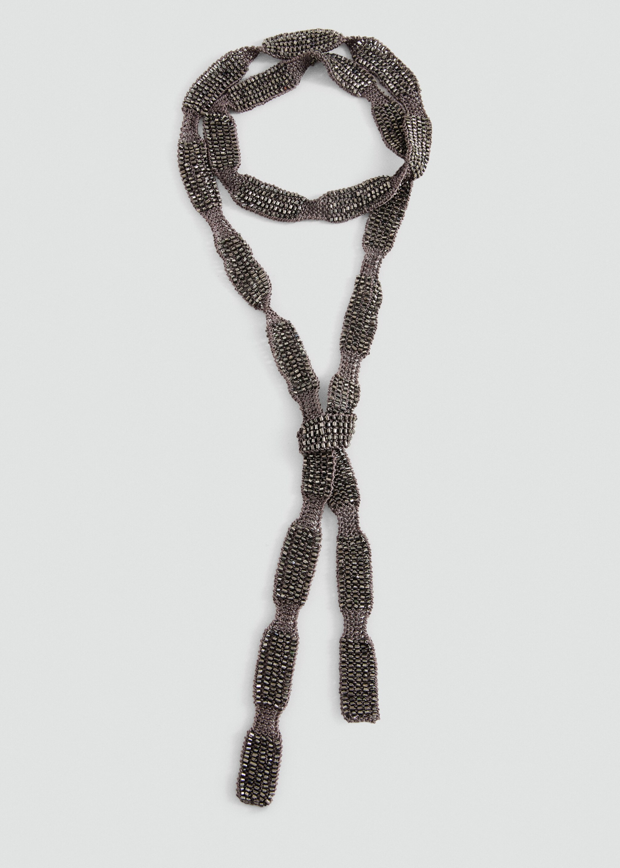 Beaded mesh collar necklace - Details of the article 2, Black. Ref: 27005197-00.