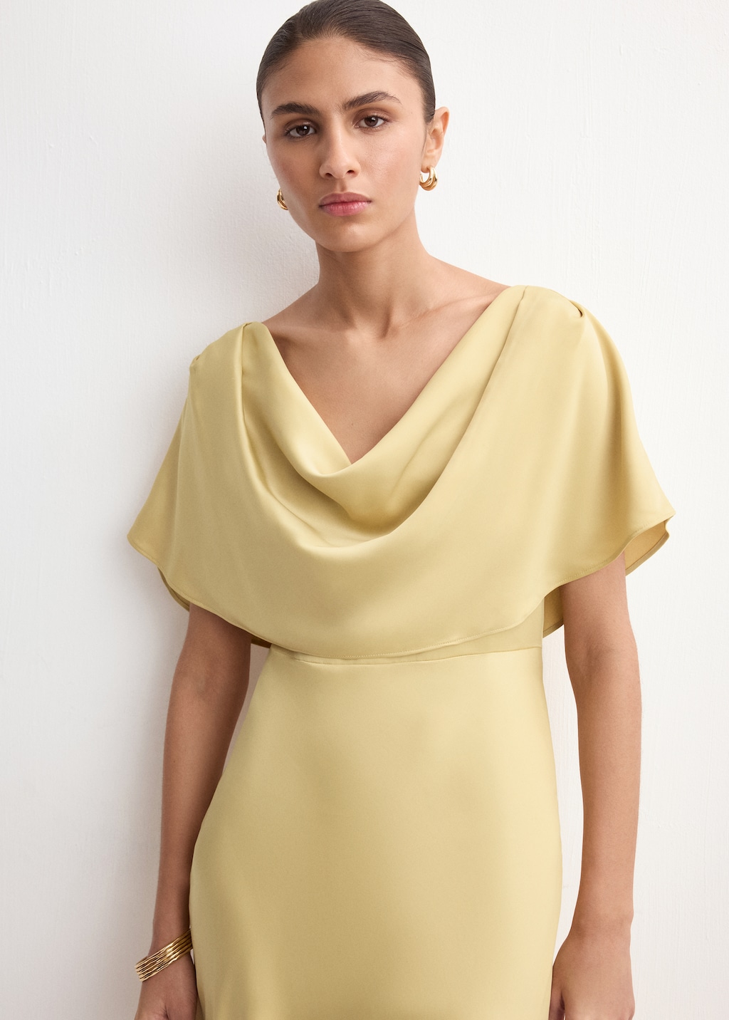 Long dress with draped neck