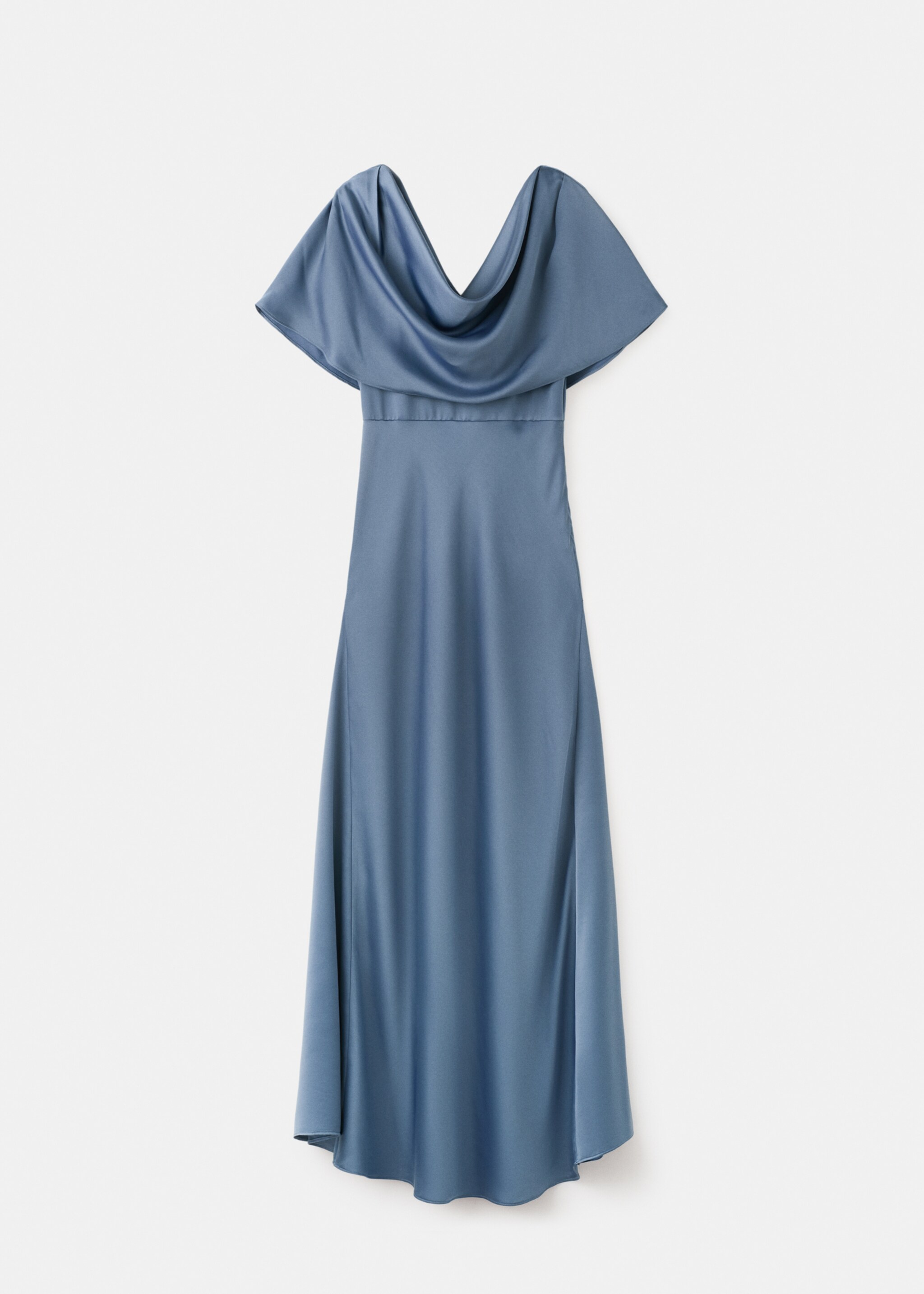 Long dress with draped neck - Article without model, Charcoal. Ref: 27005822-00.