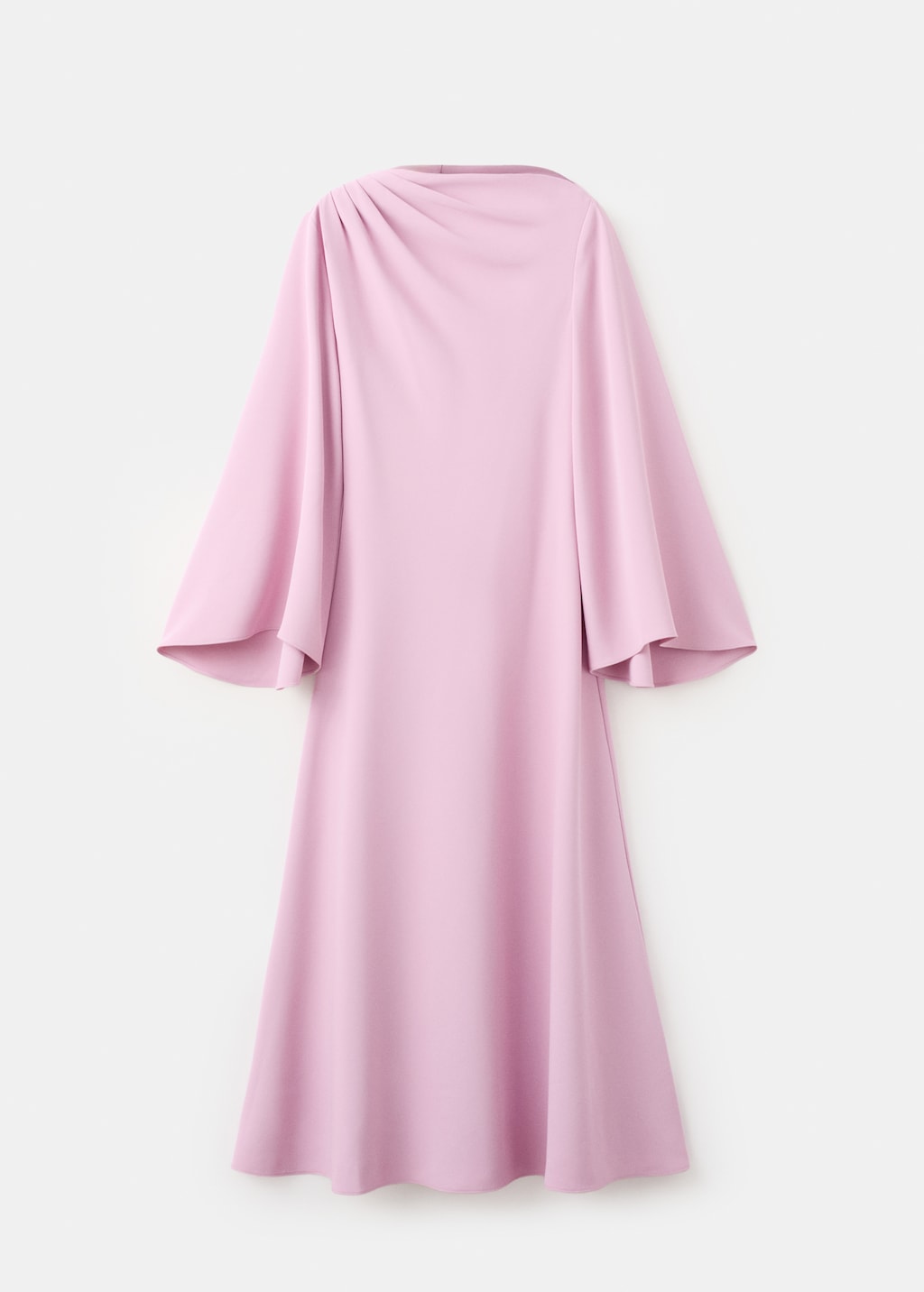 Flared-sleeve satin dress - image 2