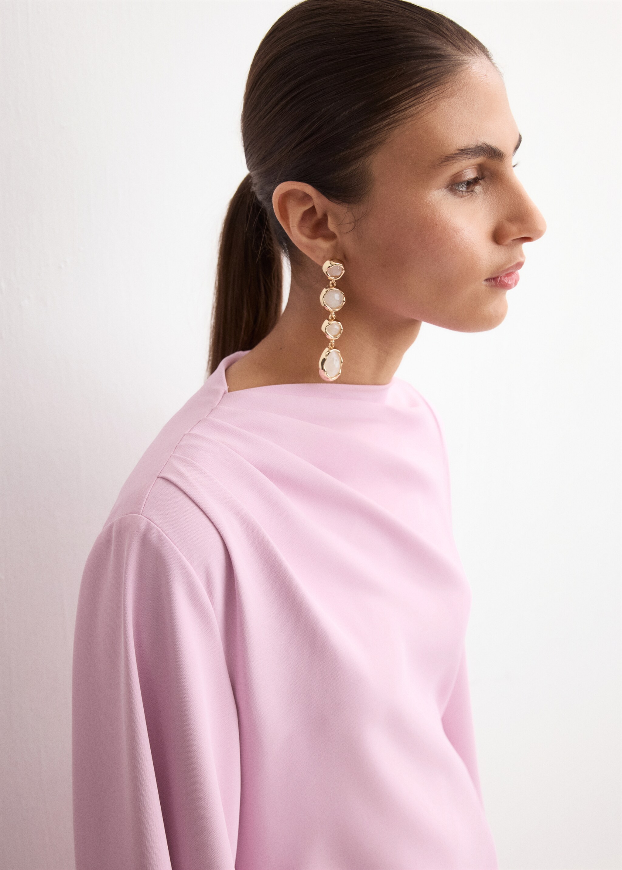 Vestit setinat màniga acampanada - Detall de l'article 1, Rosa pastel. Ref: 27005823-00.