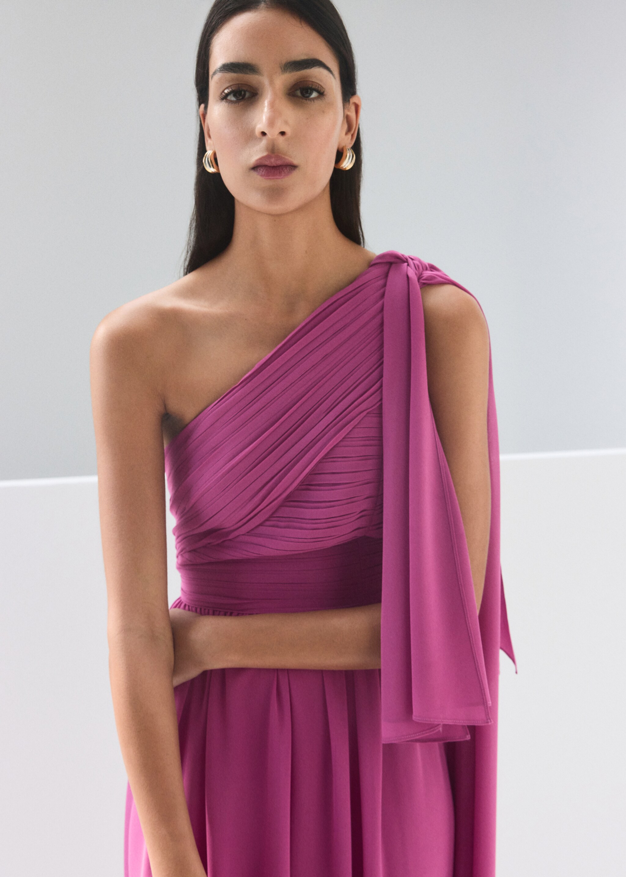 Vestit asimètric nus - Pla mig, Fúcsia. Ref: 27005824-00.