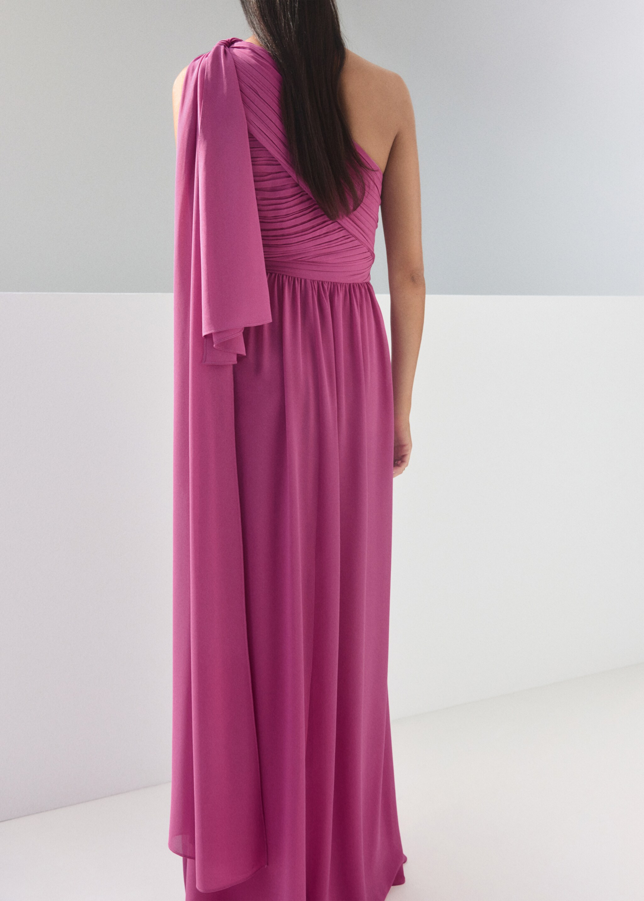 Vestit asimètric nus - Revers de l'article, Fúcsia. Ref: 27005824-00.