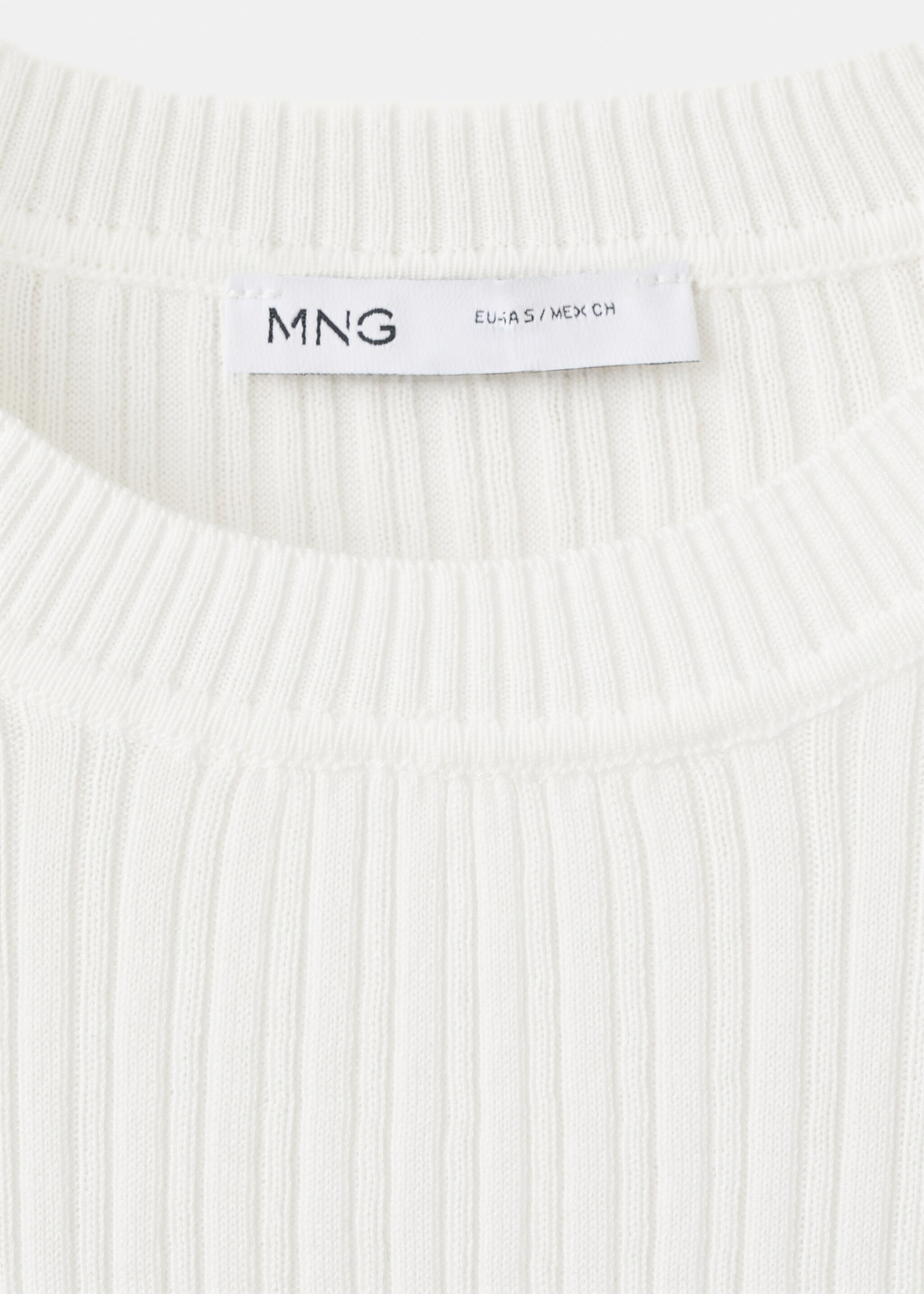 T-shirt maille côtelée - Détail de l'article 8, Écru. Ref: 27005825-00.