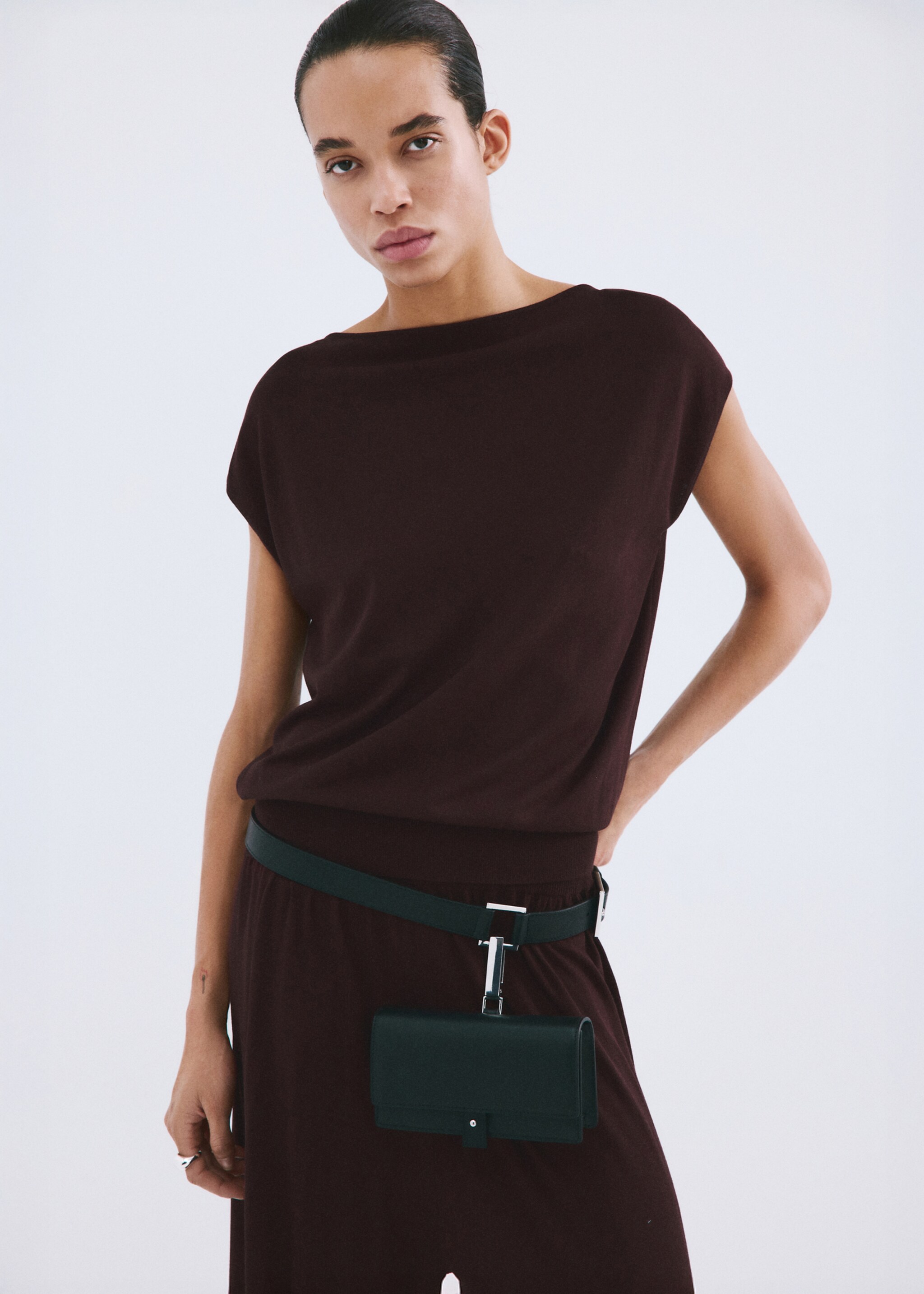 تيشيرت محبوك بأكمام قصيرة - رؤية وسط, نبيذي. Ref: 27005828-00.