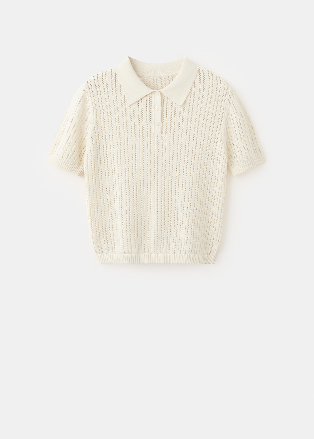 Openwork knitted polo-neck sweater - image 5