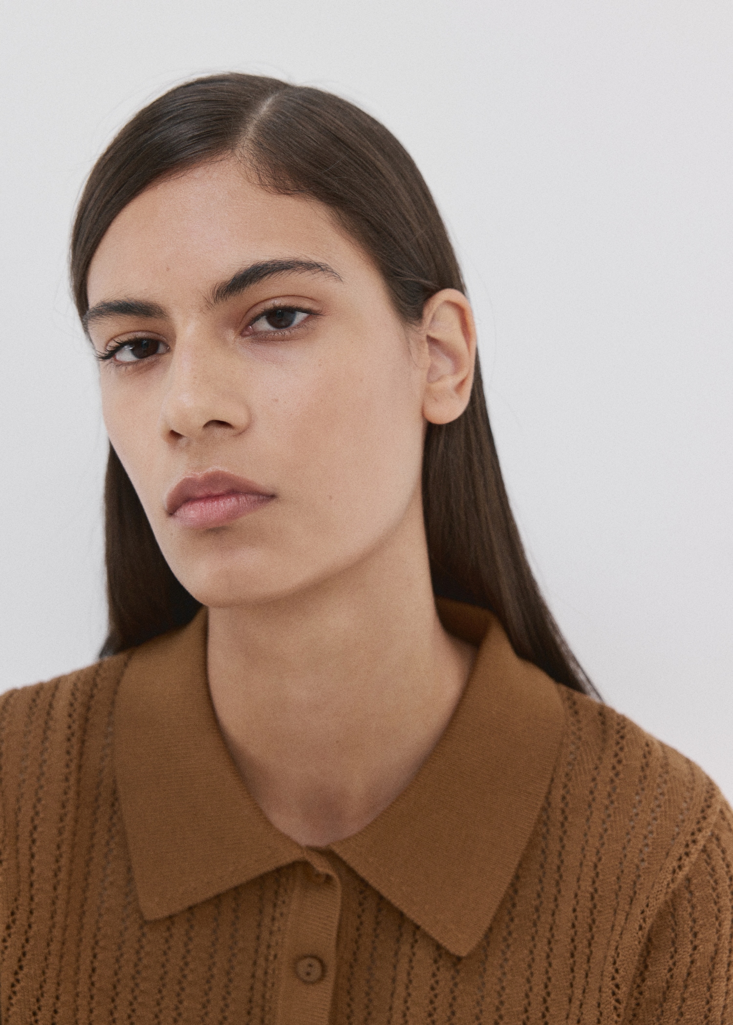 Openwork knitted polo-neck sweater - Details of the article 1