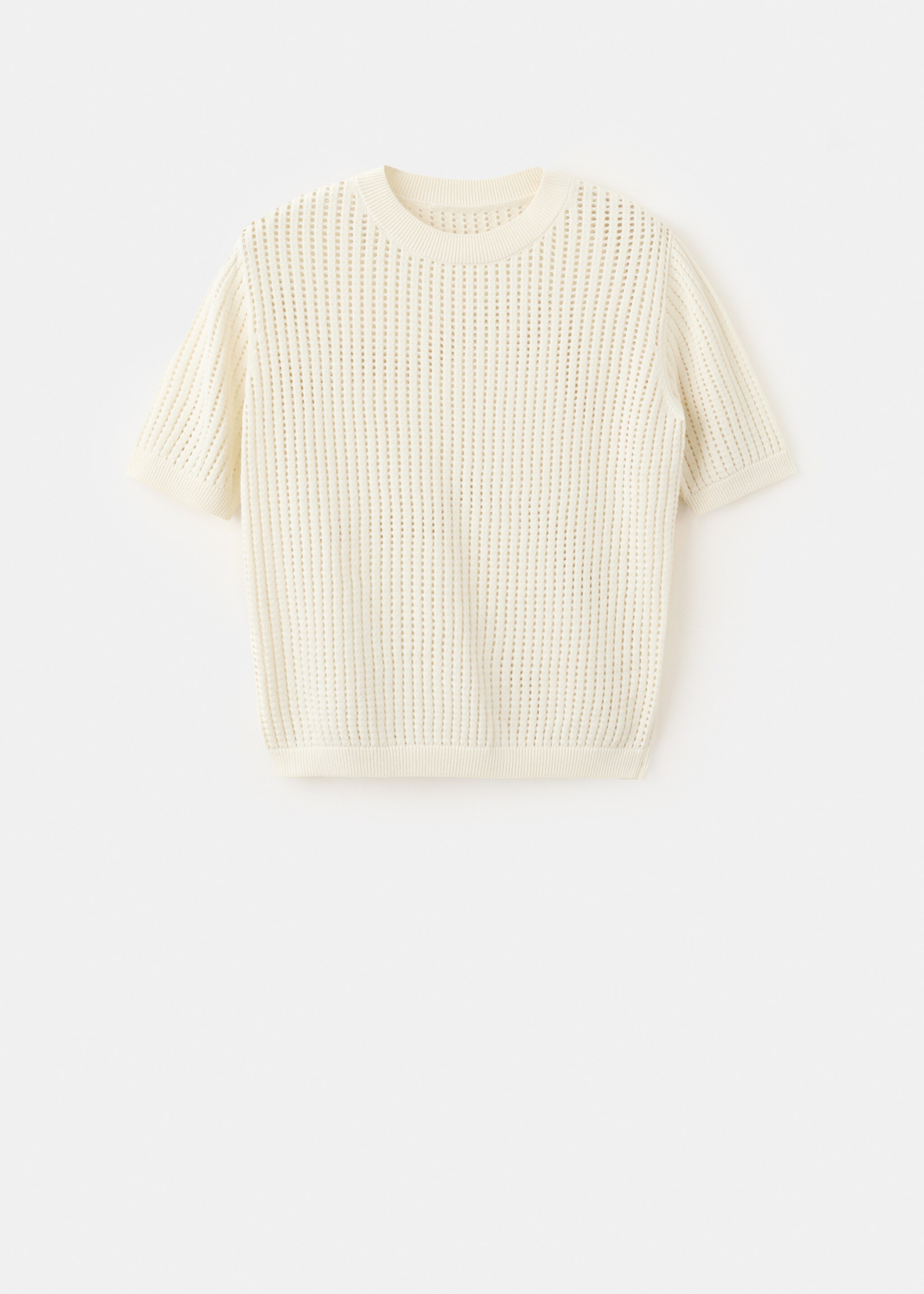 Short-sleeved openwork knitted sweater - Article without model, Ecru. Ref: 27005830-00.