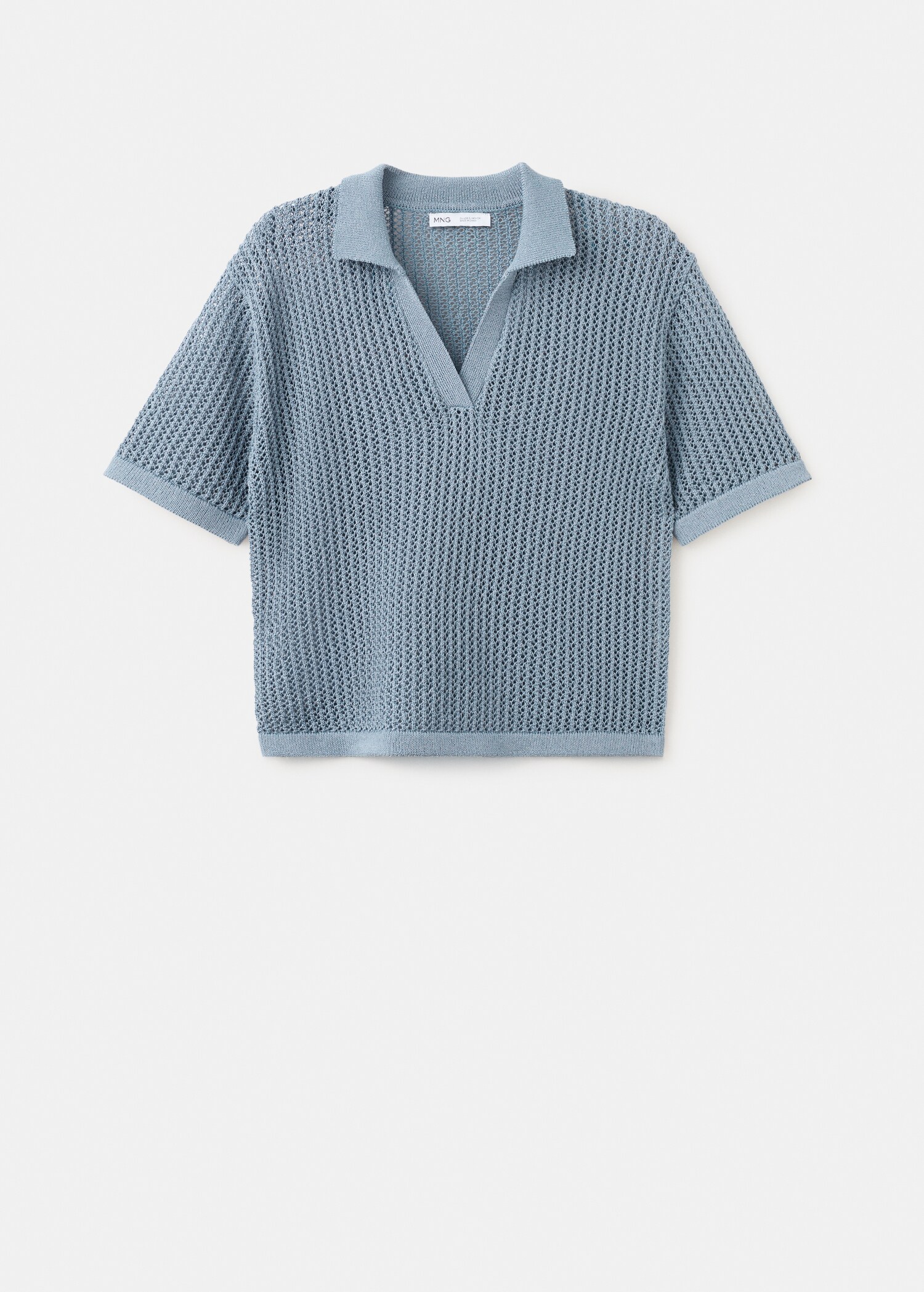 سترة منسوجة مخرمة برقبة بولو - منتج دون نموذج