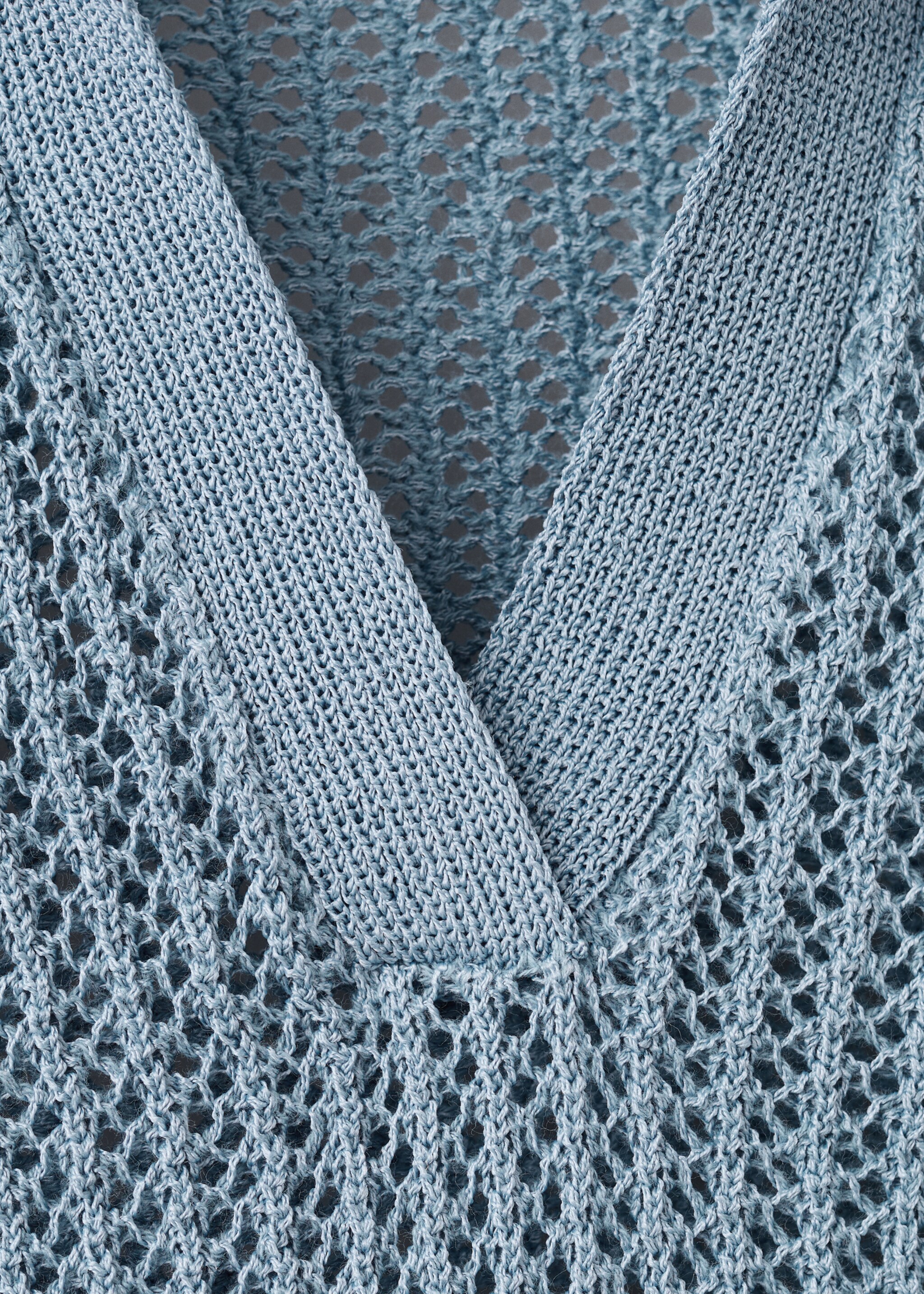 سترة منسوجة مخرمة برقبة بولو - تفاصيل المنتج 0, أزرق سماوي. Ref: 27005831-00.