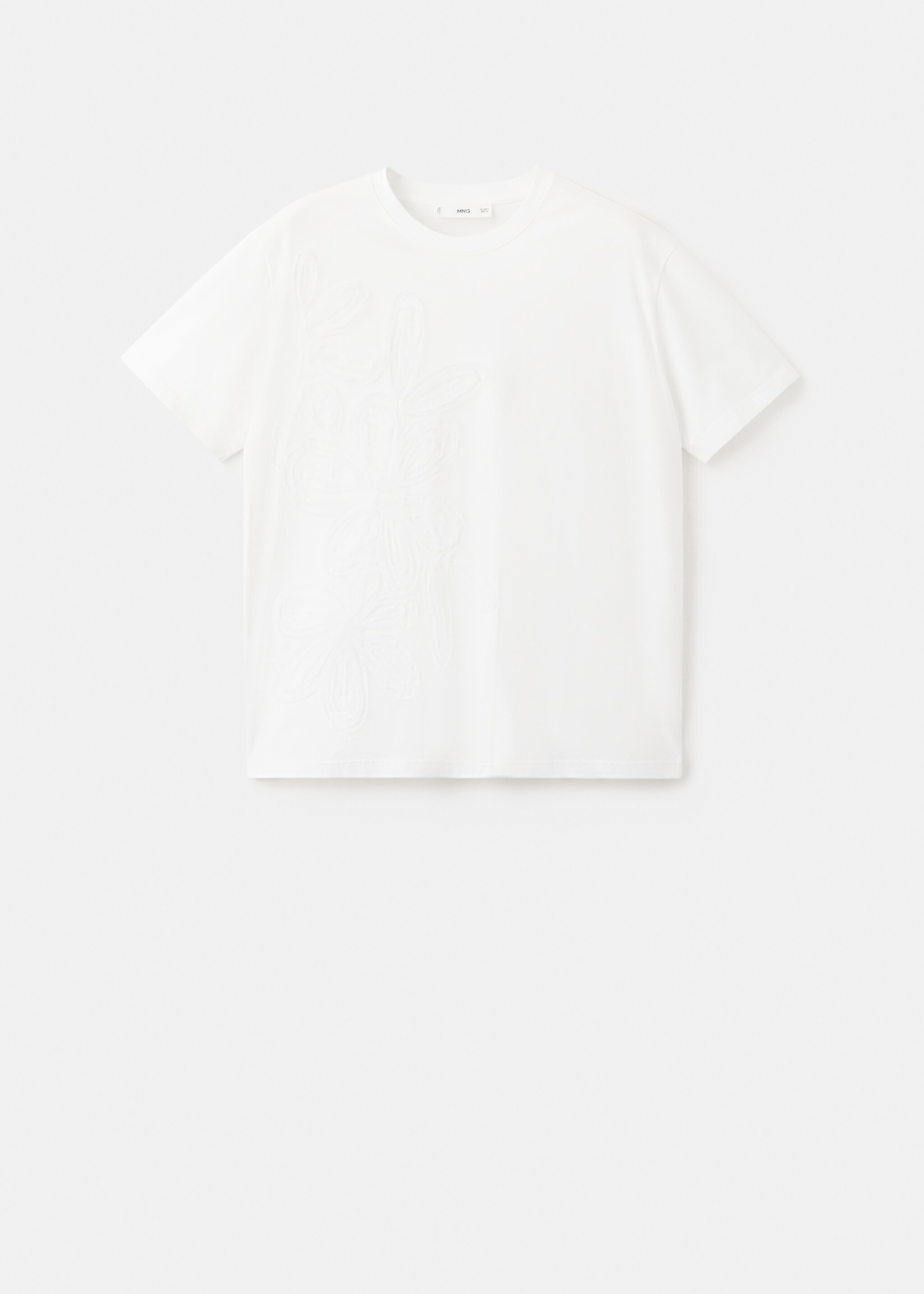 T-shirt coton broderie à fleurs - Article sans modèle, Blanc cassé. Ref: 27005832-00.