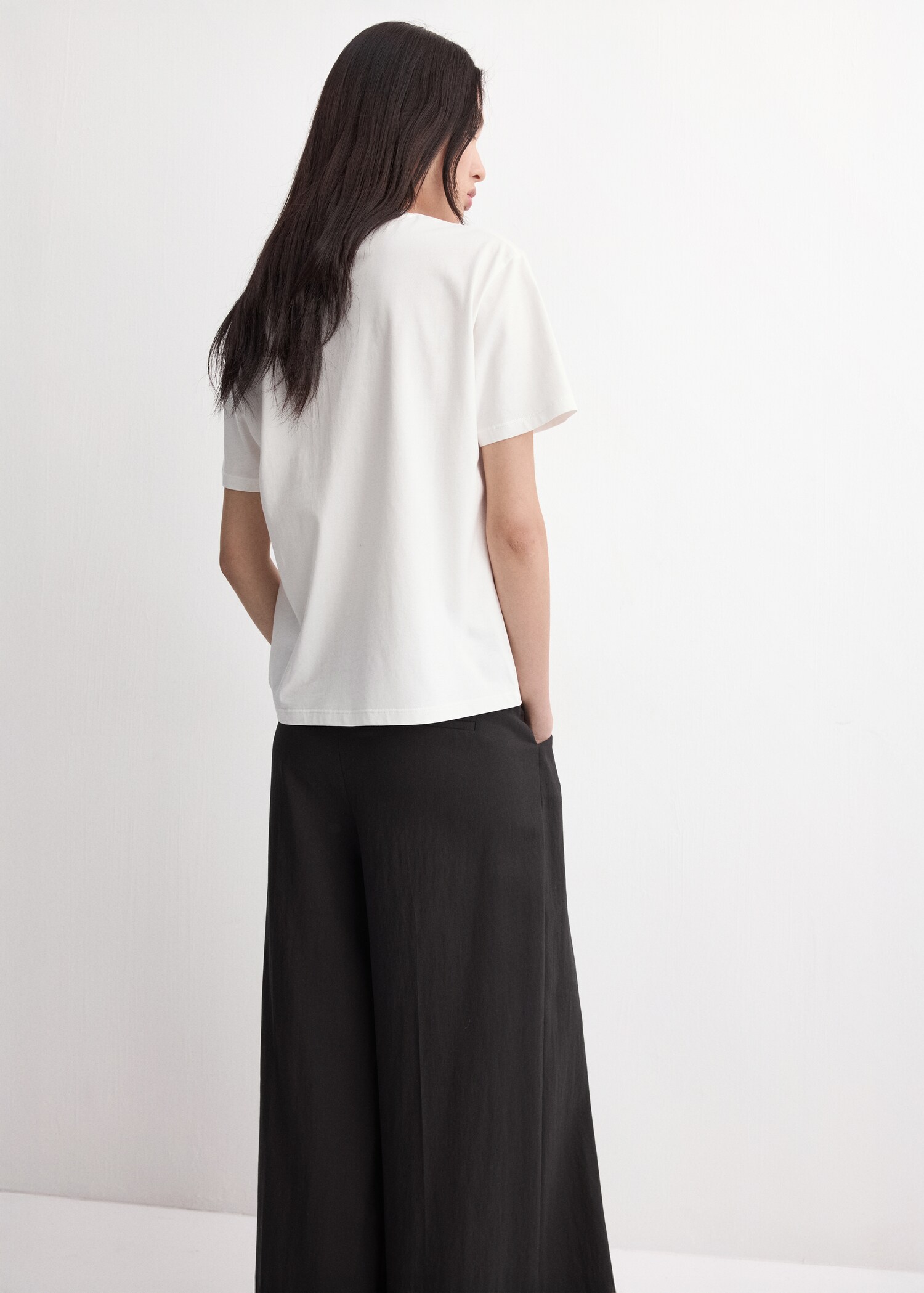 T-shirt coton broderie à fleurs - Verso de l’article