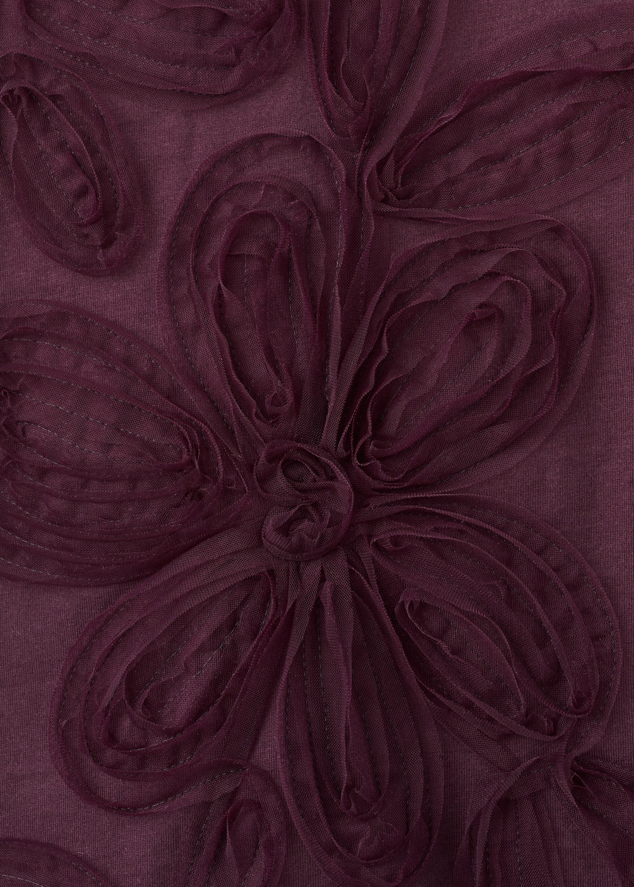 T-shirt coton broderie à fleurs - Détail de l'article 0, Lie de vin. Ref: 27005832-00.