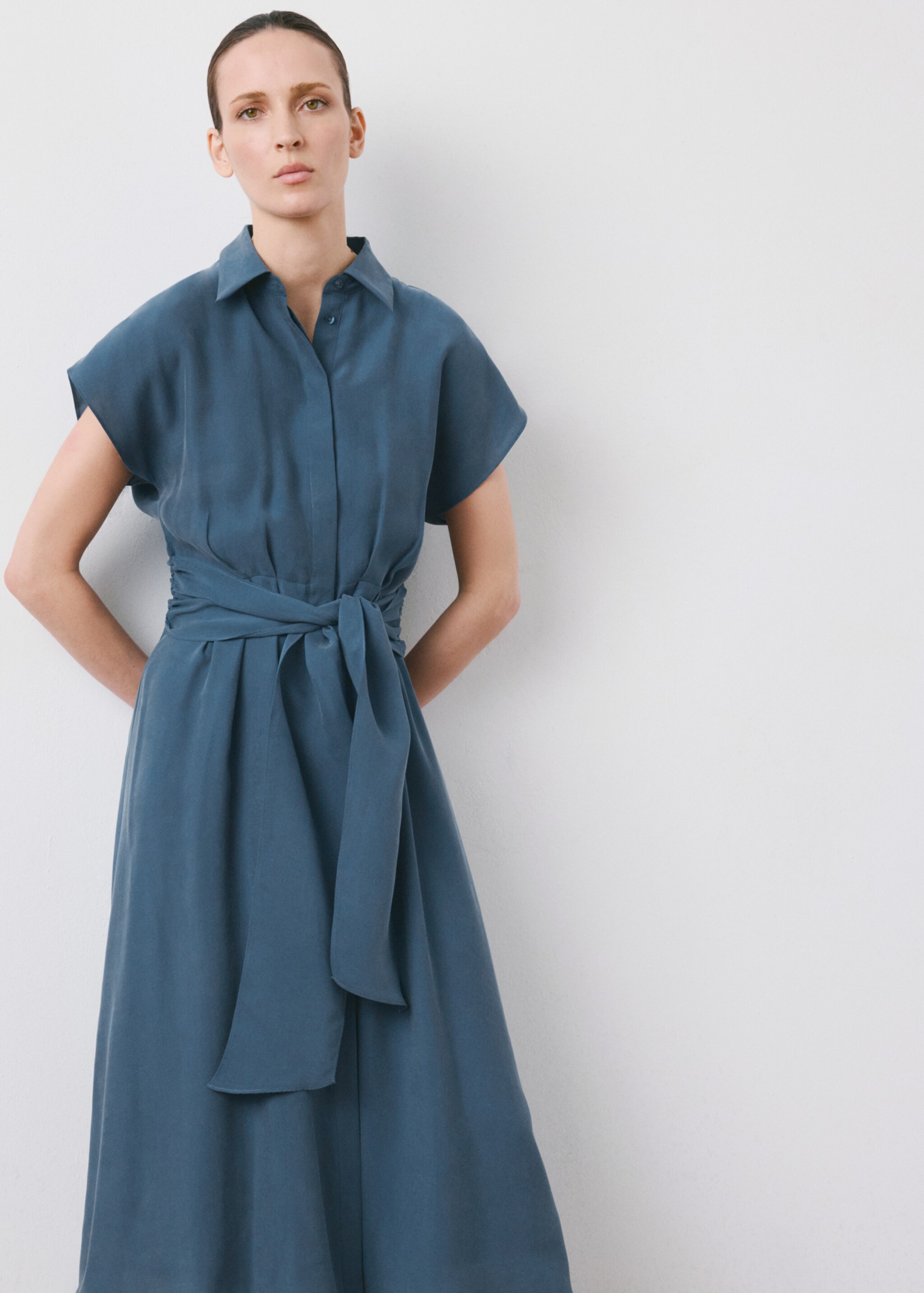 Belt shirt dress - Medium plane, Blue. Ref: 27005833-00.