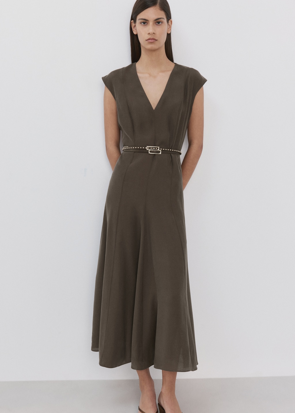 Mango Double-belted A-line dress