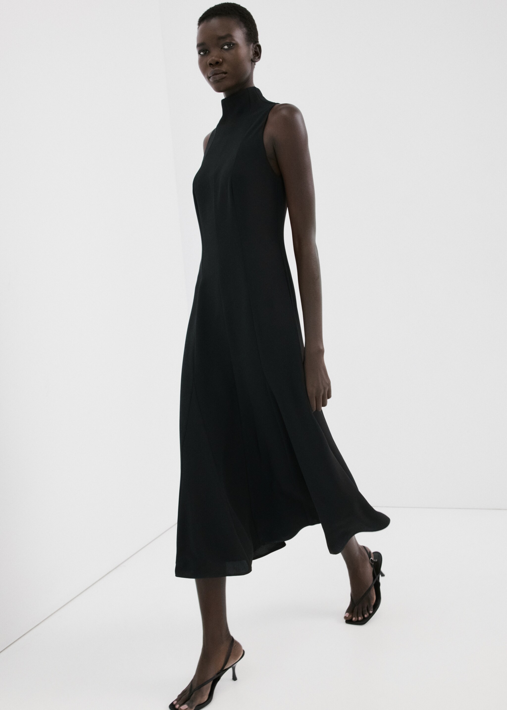 Turtleneck midi-dress - Details of the article 1, Black. Ref: 27005835-00.