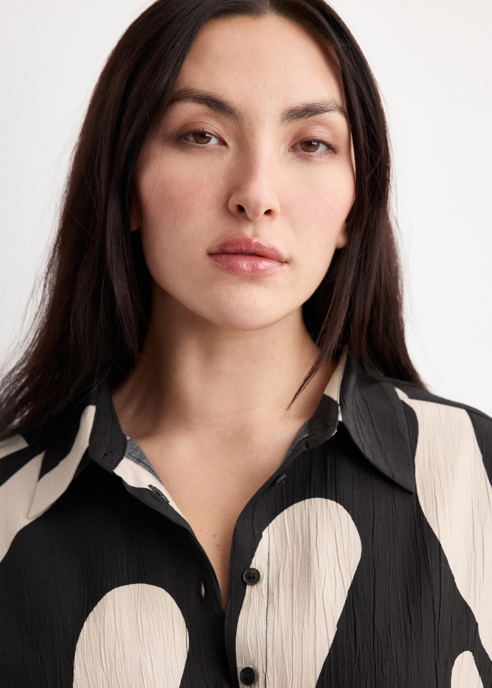 Vestido camisero largo estampado - Detalle del artículo 4, Negro. Ref: 27005839-00.