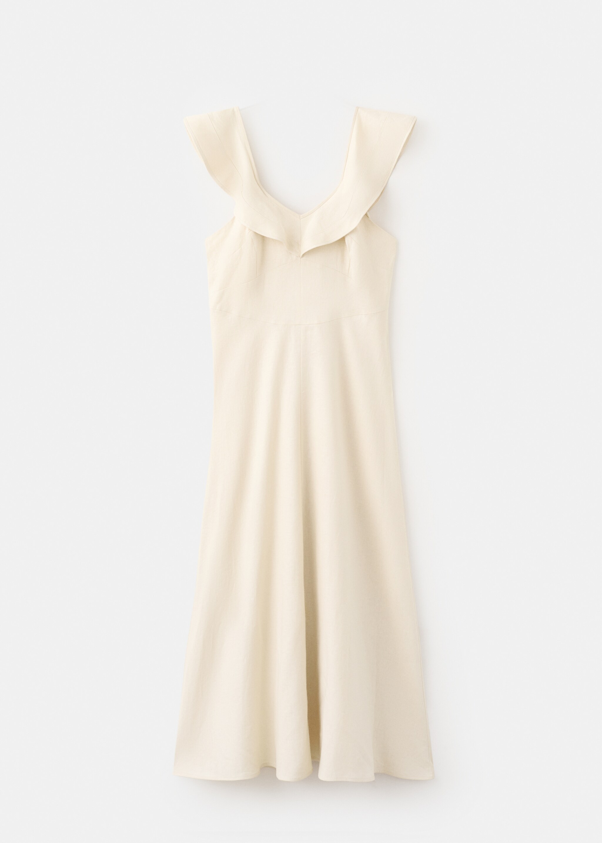 Платье изо льна с оборкой - Изделие без модели, Песочный. Ref: 27005840-00.