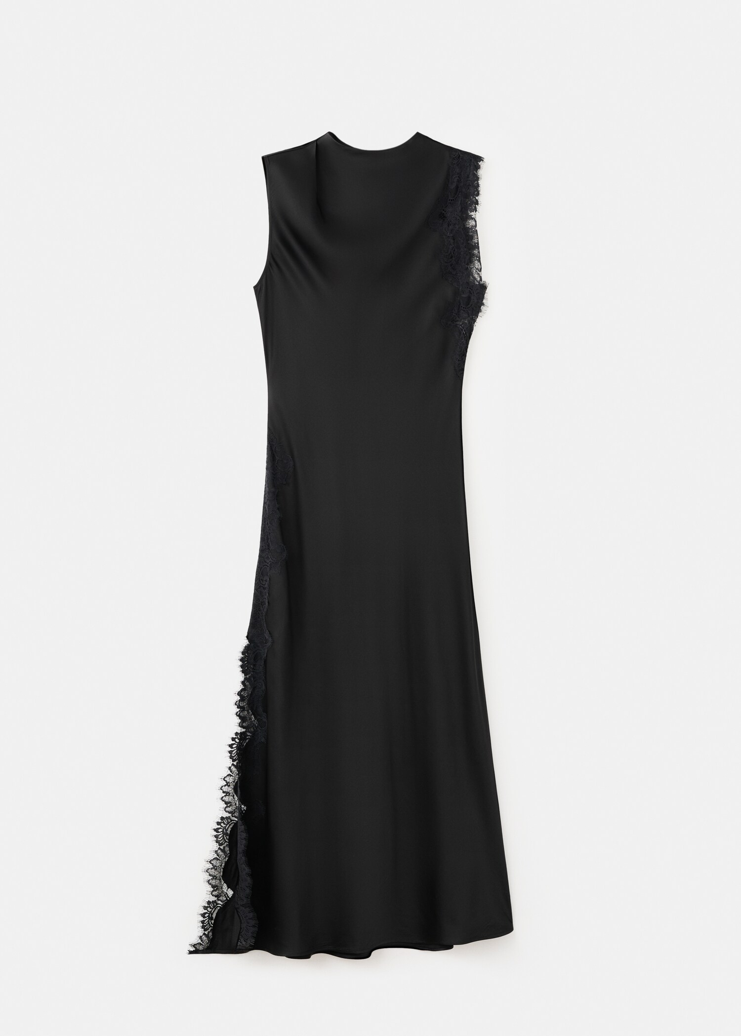 Satin long dress with lace details - Article without model