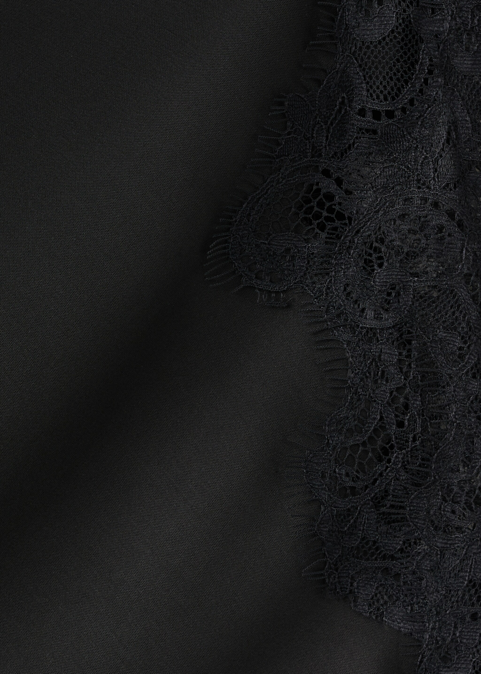 Vestido largo satinado detalles encaje - Detalle del artículo 0, Negro. Ref: 27005843-00.