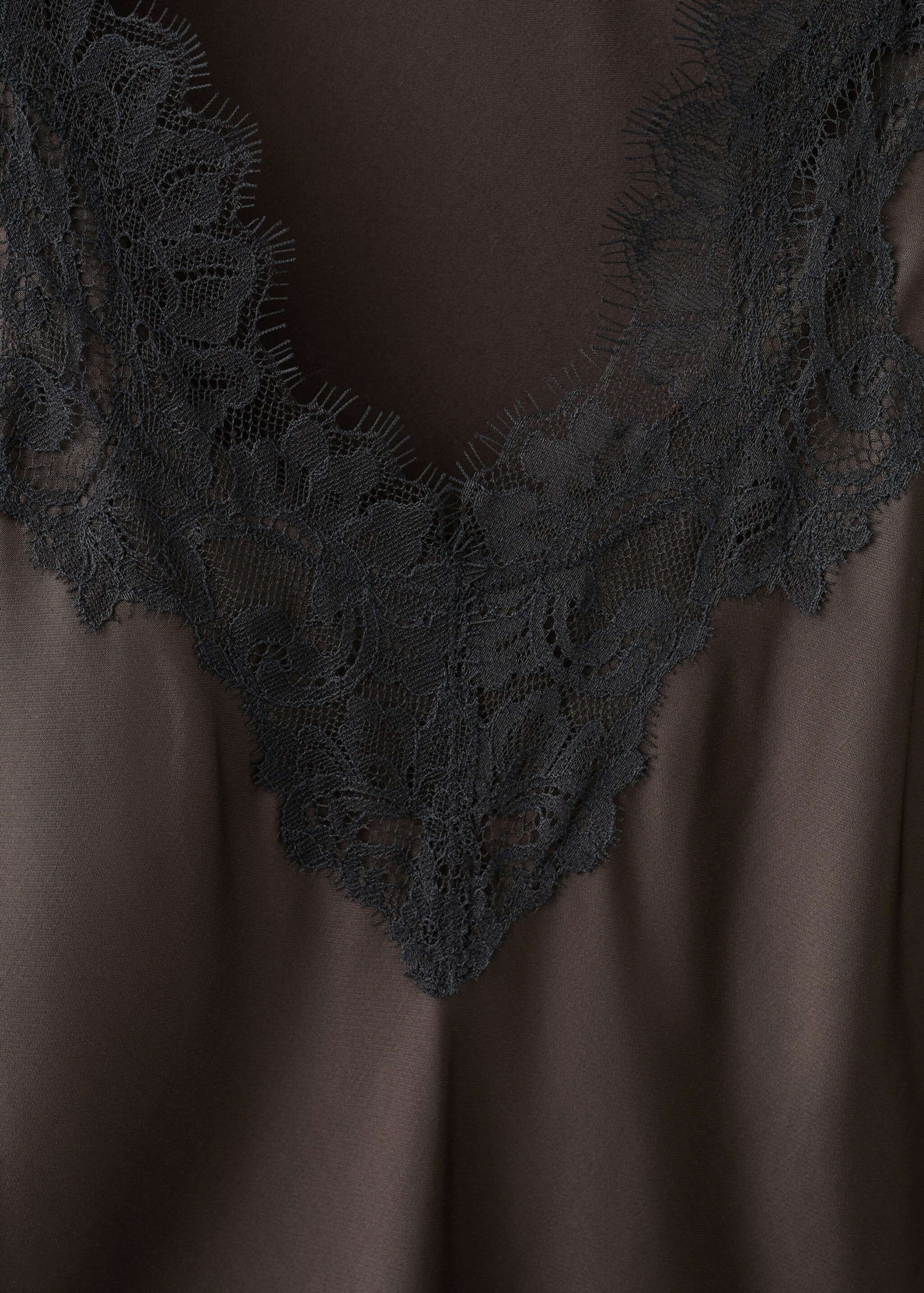 Satin lace dress - Details of the article 8, Brown. Ref: 27005846-00.