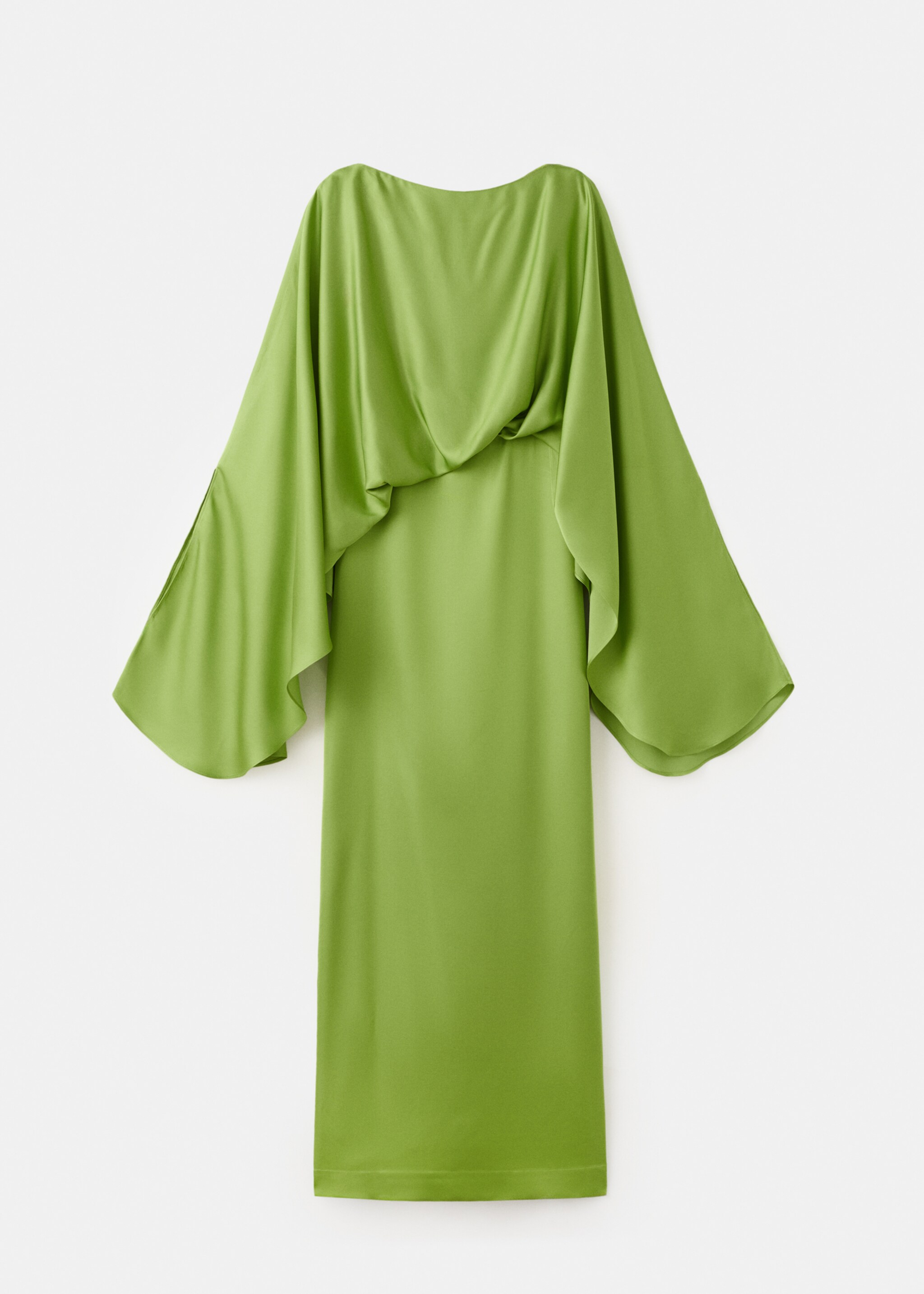 Puffed sleeves satin dress - Article without model, Green. Ref: 27005854-00.