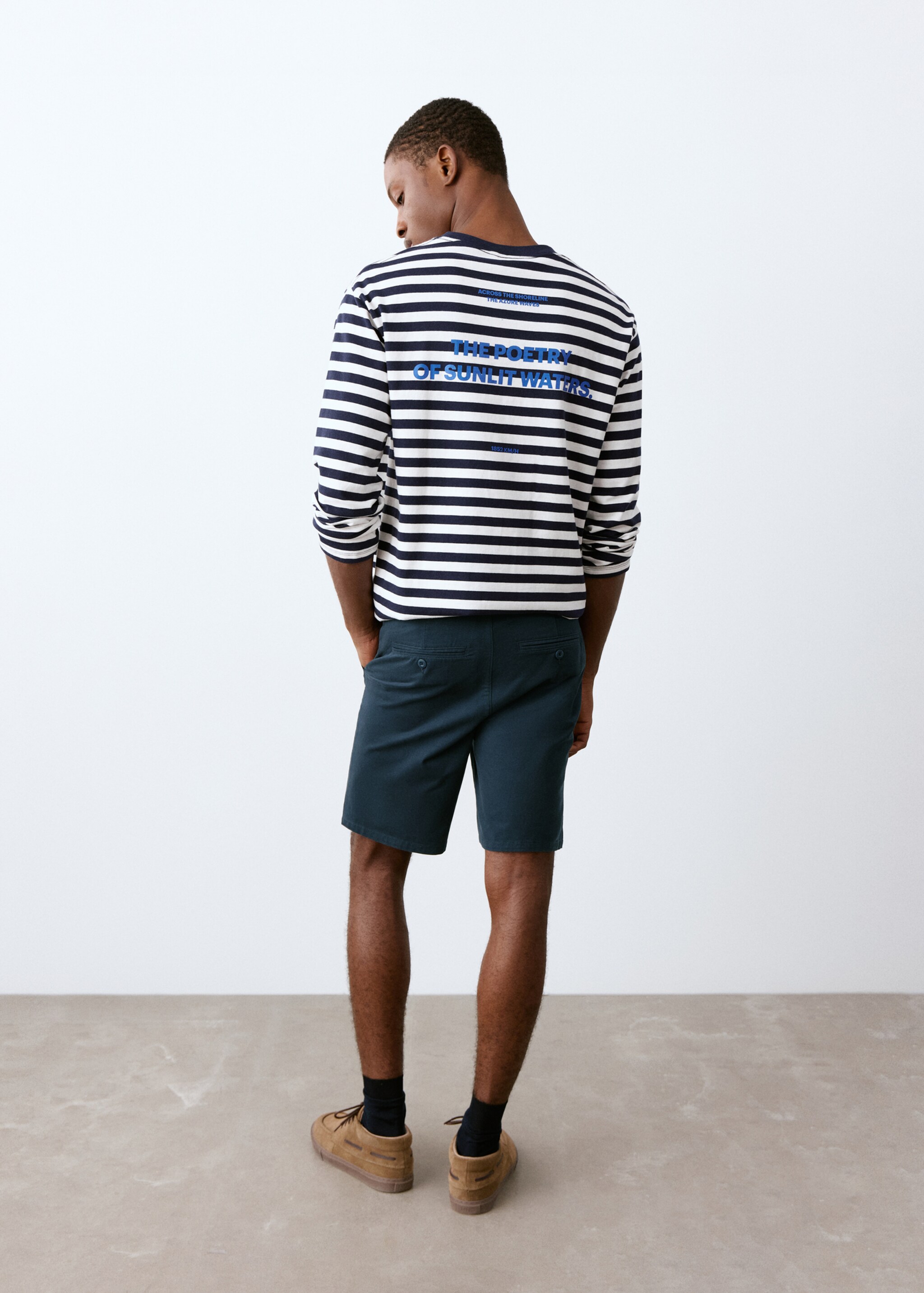 Bermudas algodón - Reverso del artículo, Azul marino. Ref: 27005939-00.