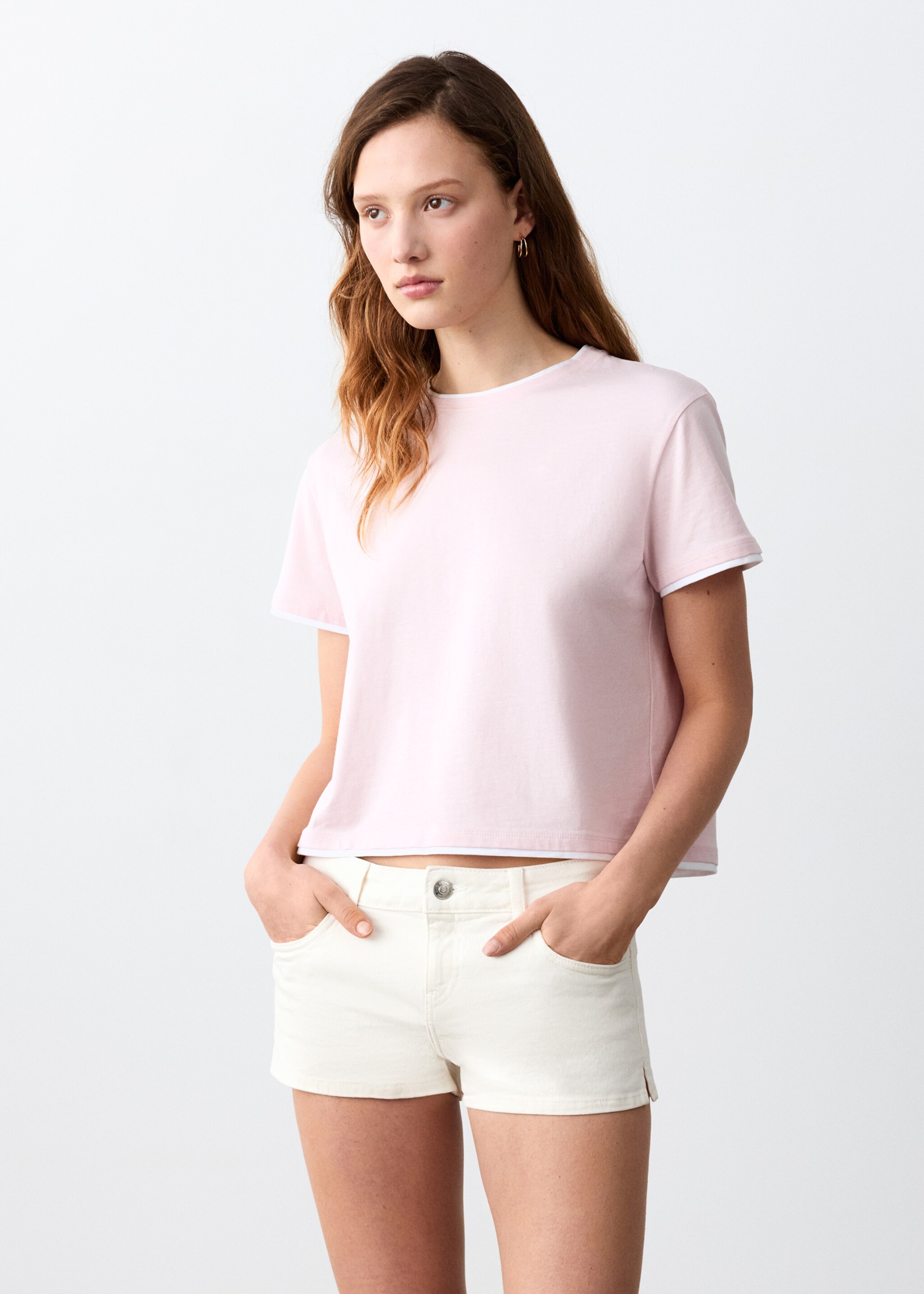 Shorts vaqueros low waist - Plano medio, Blanco roto. Ref: 27005955-00.