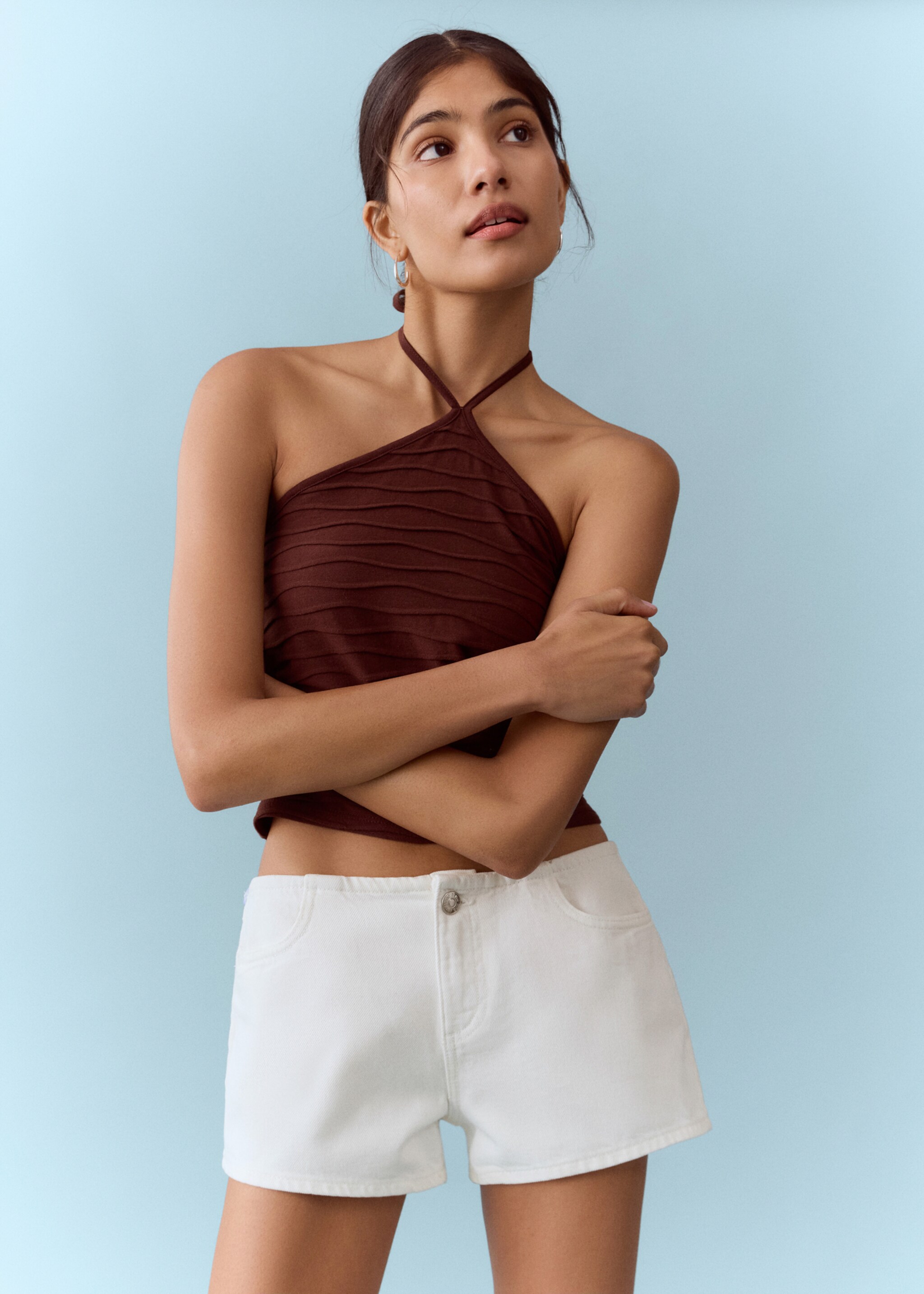 Shorts with removable scarf detail - Details of the article 1, Off White. Ref: 27005968-00.