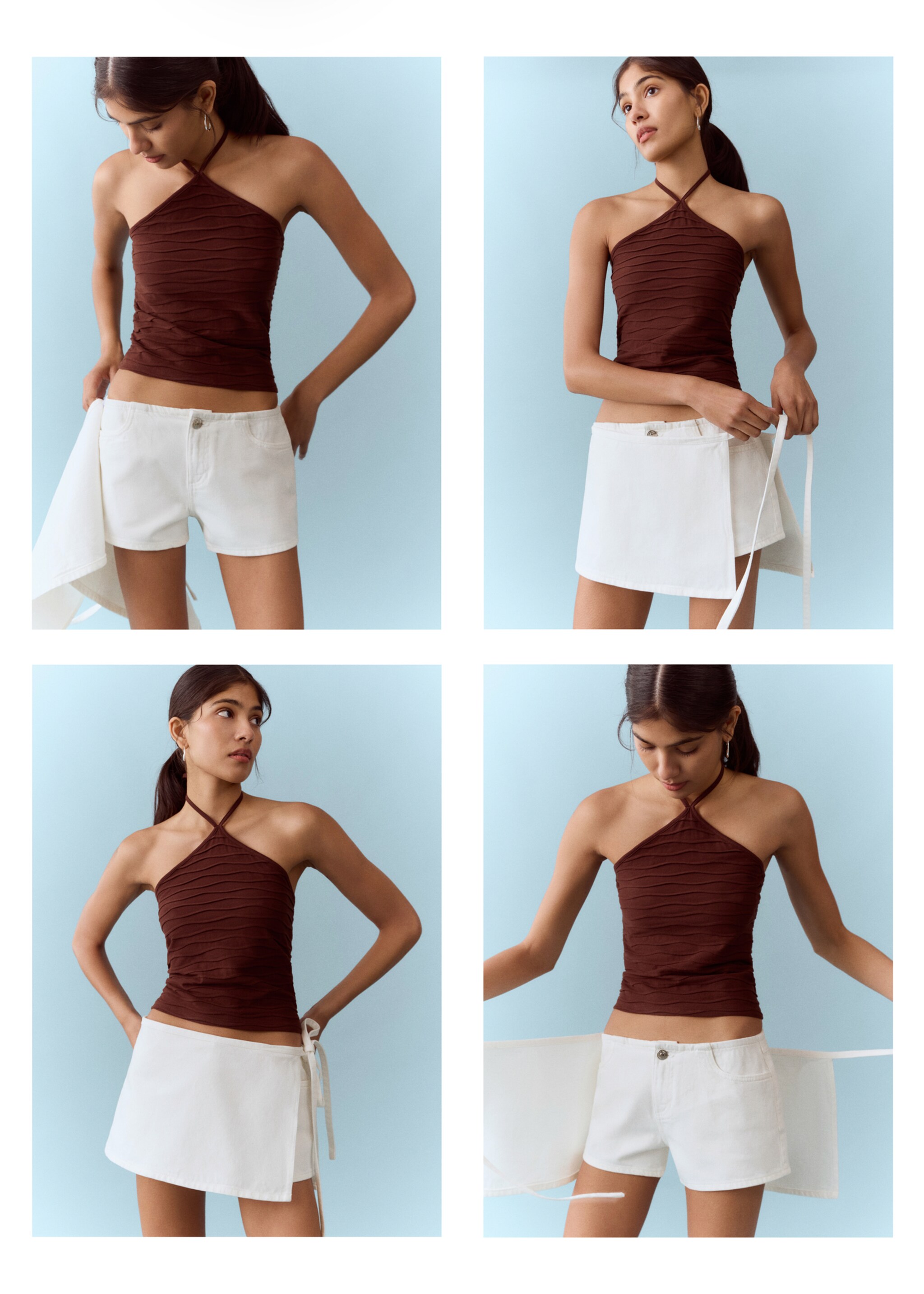 Shorts with removable scarf detail - Details of the article 2, Off White. Ref: 27005968-00.